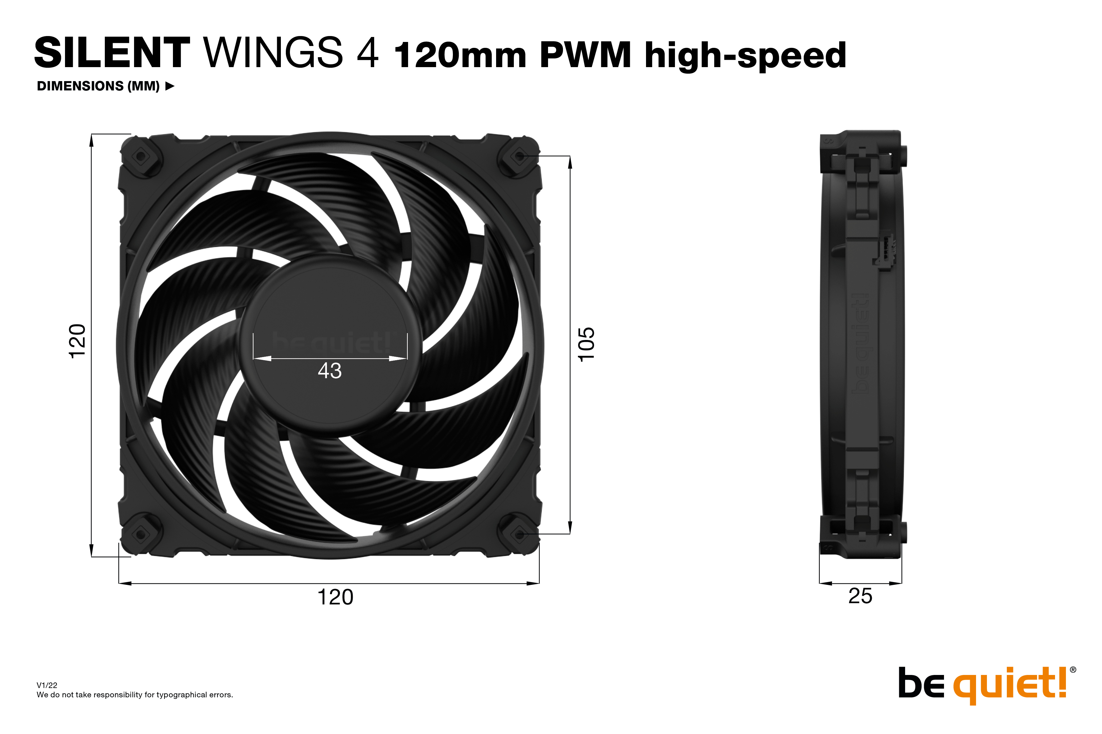 Be Quiet! Silent Wings 4 - Gehäuselüfter - PWM high-speed, Ansicht 2