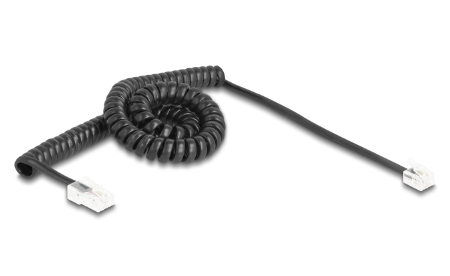 Delock Telefonkabel - RJ-11 (M) zu RJ-45 (M) - 3 m - gewickelt - Schwarz, Ansicht 3