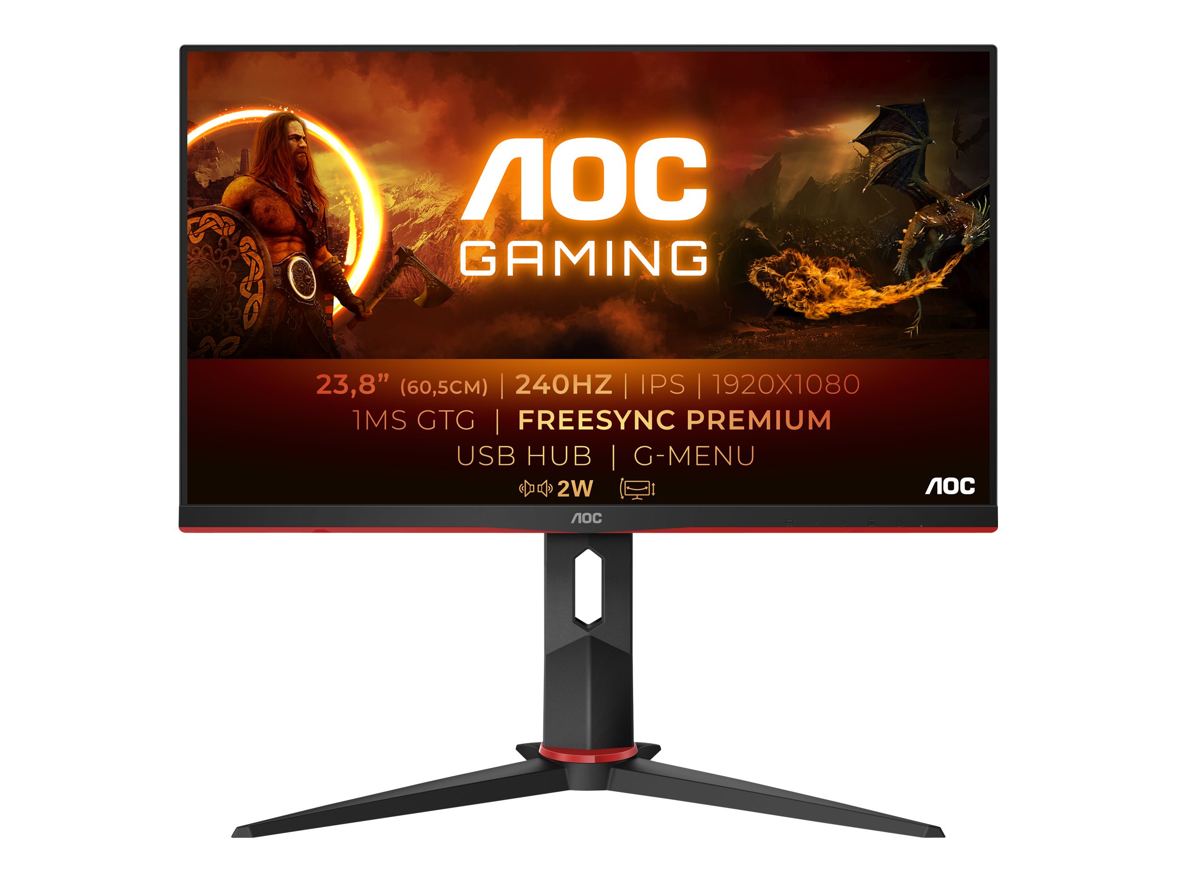 AOC Gaming 24G2ZUBK - LED-Monitor - Gaming - 60.5 cm (23.8)