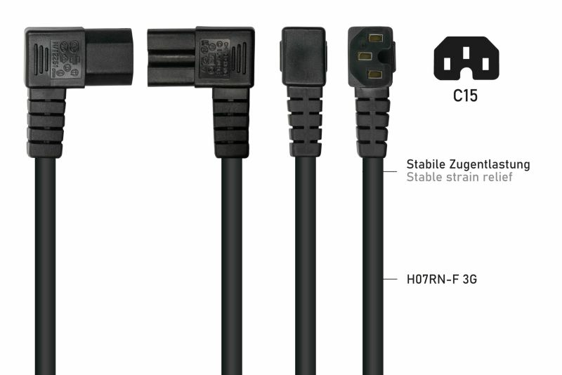 kabelmeister Schutzkontakt-St. 90° gew. C15 schw. - Kabel - Strom/Netzteil, Ansicht 4
