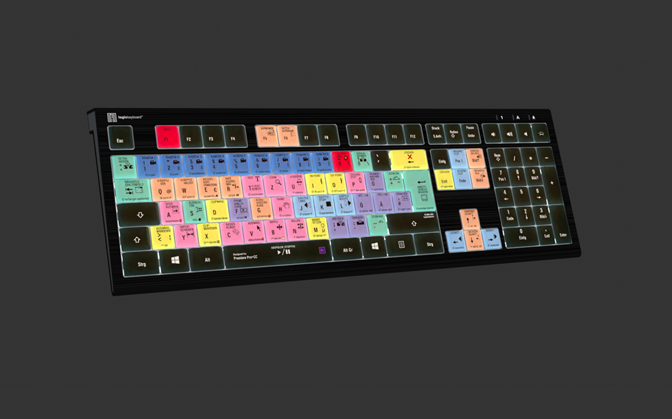 Logickeyboard LKB-PPROCC-A2PC-DE - Kabelgebunden - USB - Scherenschalter - LED - Schwarz - TL: Deutsch, QWERTZ, Ansicht 3