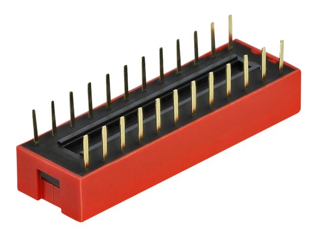Delock DIP sliding switch 12-digit 2.54 mm pitch THT vertical - DIP-Schalter - Rot (Packung mit 5)
