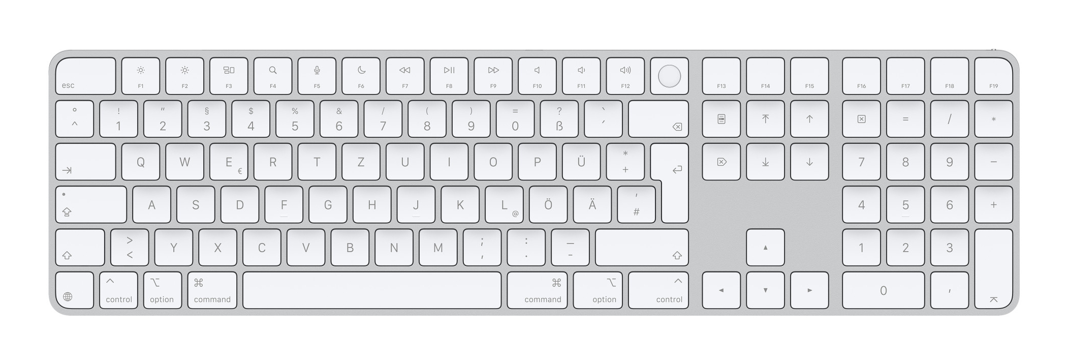 Apple Magic Keyboard with Touch ID and Numeric Keypad - weiße Tasten - TL: Deutsch, QWERTZ, Ansicht 2