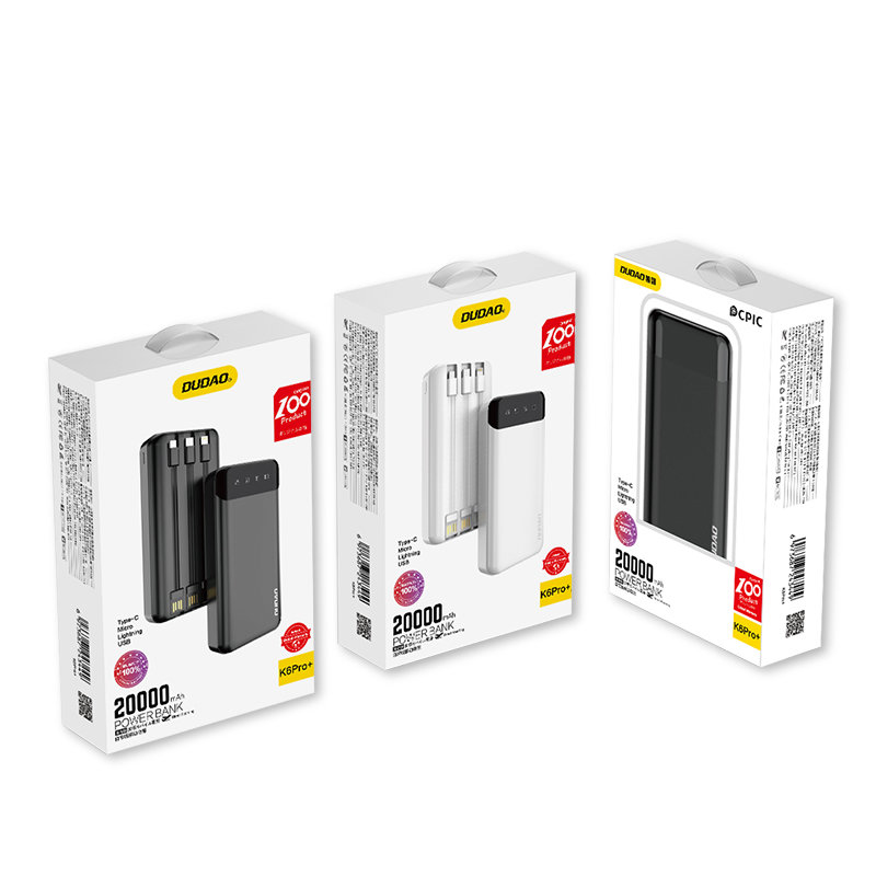 Dudao capacious powerbank with 3 built-in cables 20000mAh USB Type C+ micro+ - Micro (AAA), Ansicht 2