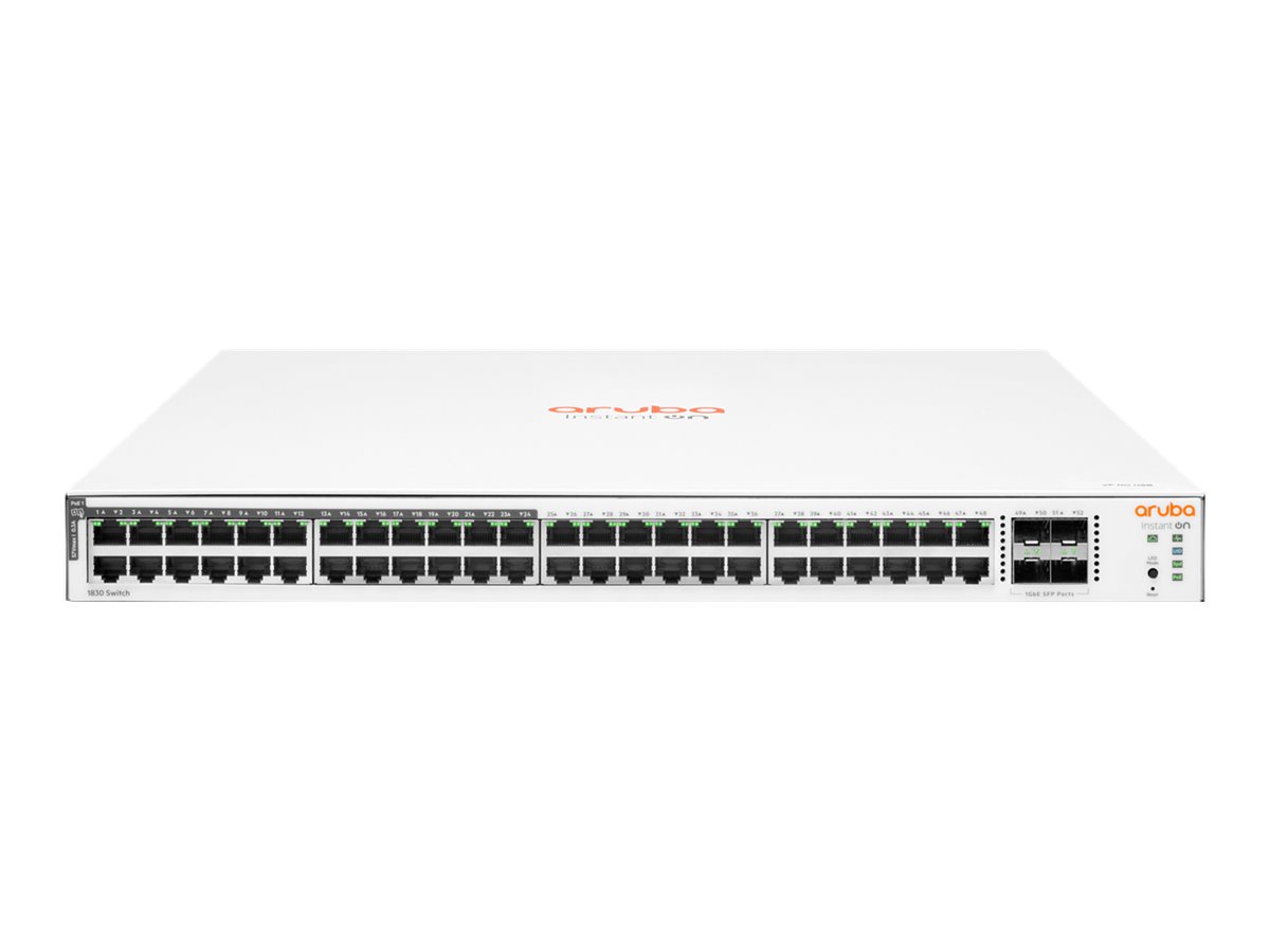 HPE Aruba Instant On 1830 48G 24p Class4 PoE 4SFP 370W Switch - Switch - Smart - 24 x 10/100/1000 + 24 x 10/100/1000 (Po