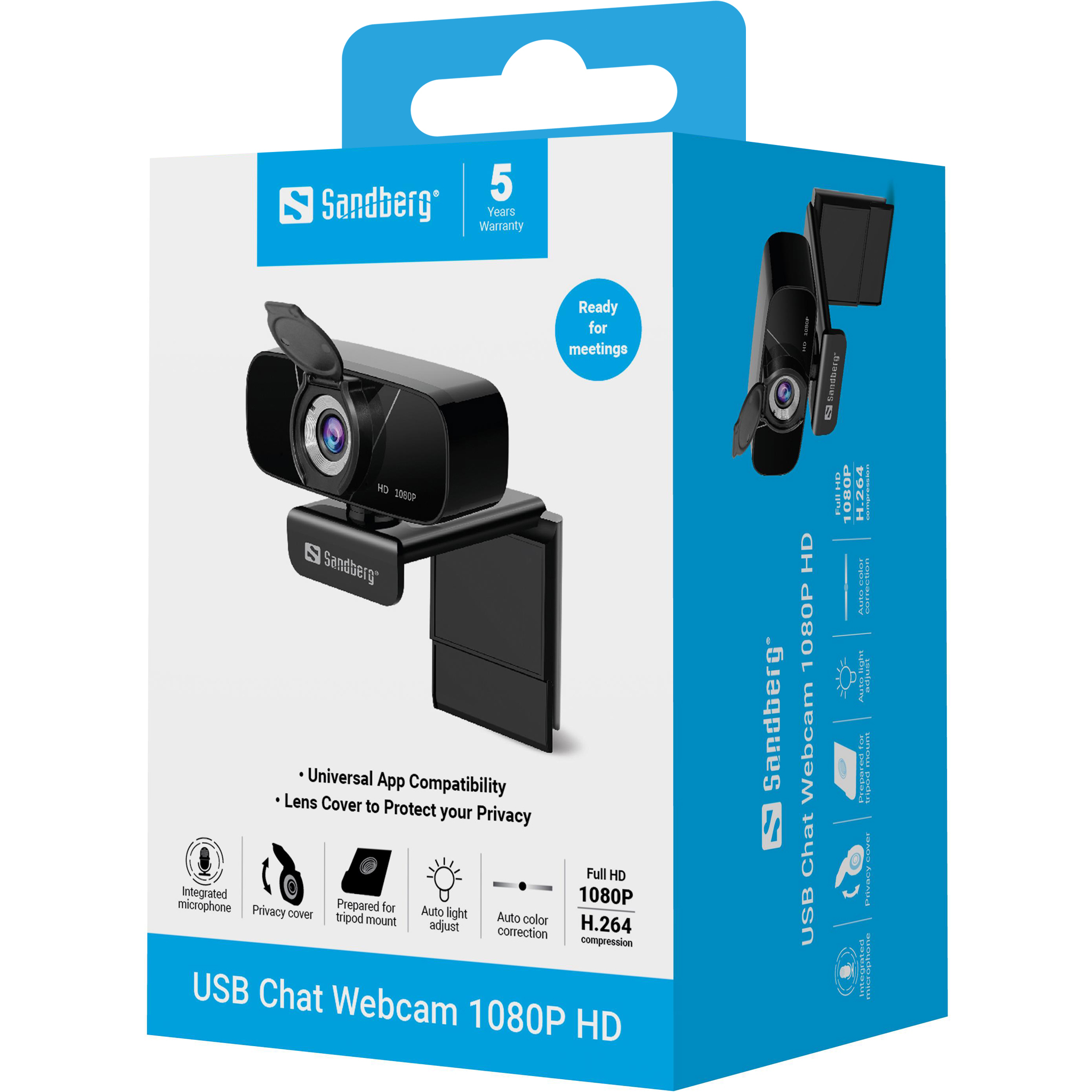 SANDBERG USB Chat Webcam 1080P HD - Webcam - Farbe, Ansicht 2
