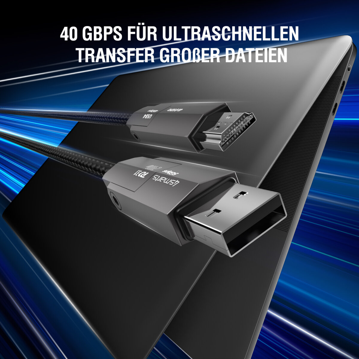 4smarts USB4 HDMI Kabel ComboCord 240W - Kabel - Digital/Display/Video, Ansicht 4