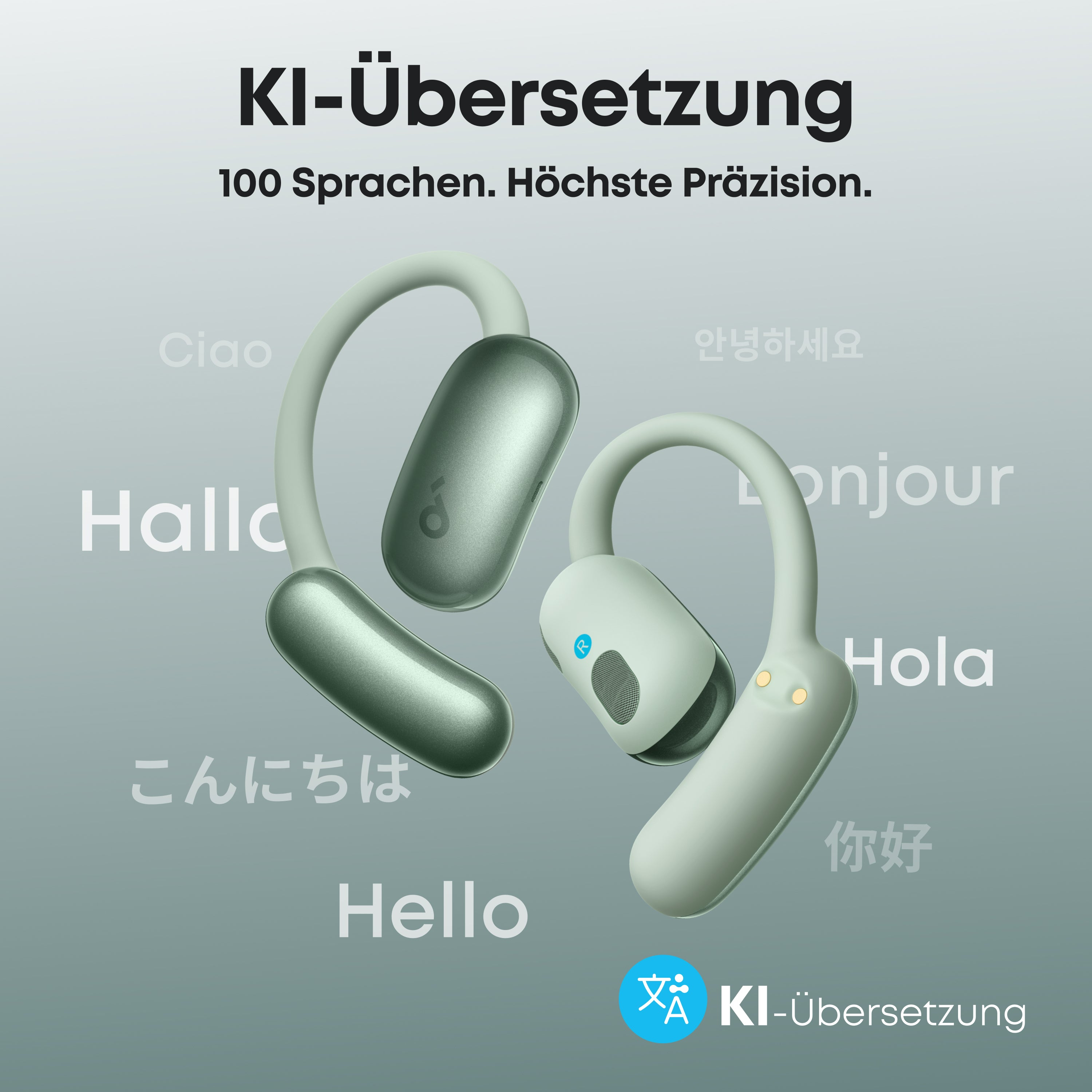 Anker Innovations Soundcore AeroFit 2 AI green Open-Ear-Kopfhörer 35 Stunden Wiedergabezeit IP55 inkl. - Kopfhörer, Ansicht 2