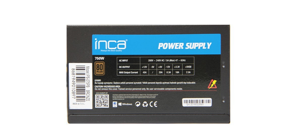 INCA Netzteil IPS-075PB 80+Bronze 1x 140mm Lüfter - PC-/Server Netzteil - ATX, Ansicht 3