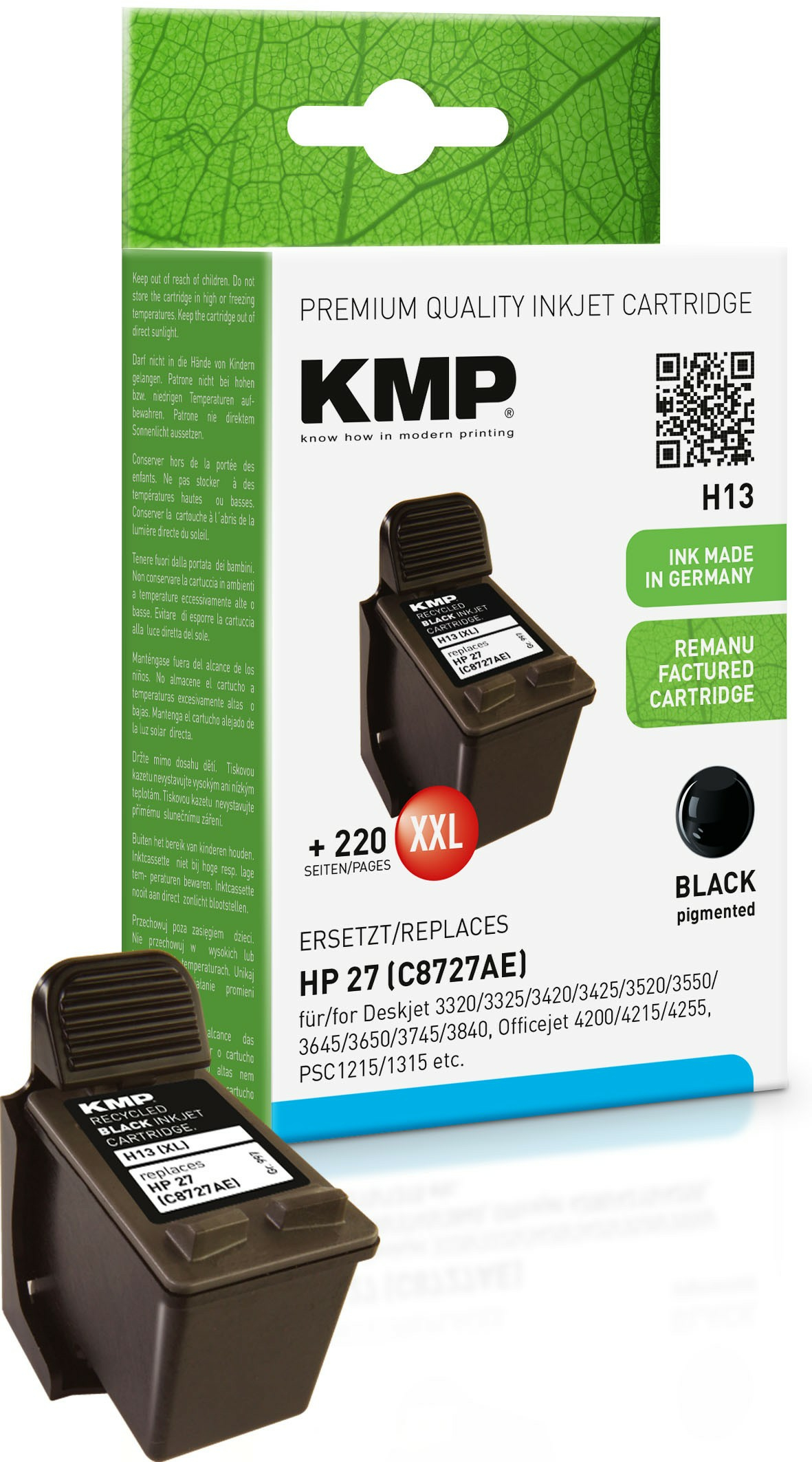 KMP H13 - 19 ml - Schwarz - kompatibel - Tintenpatrone (Alternative zu: HP 27, HP C8727AE), Ansicht 3