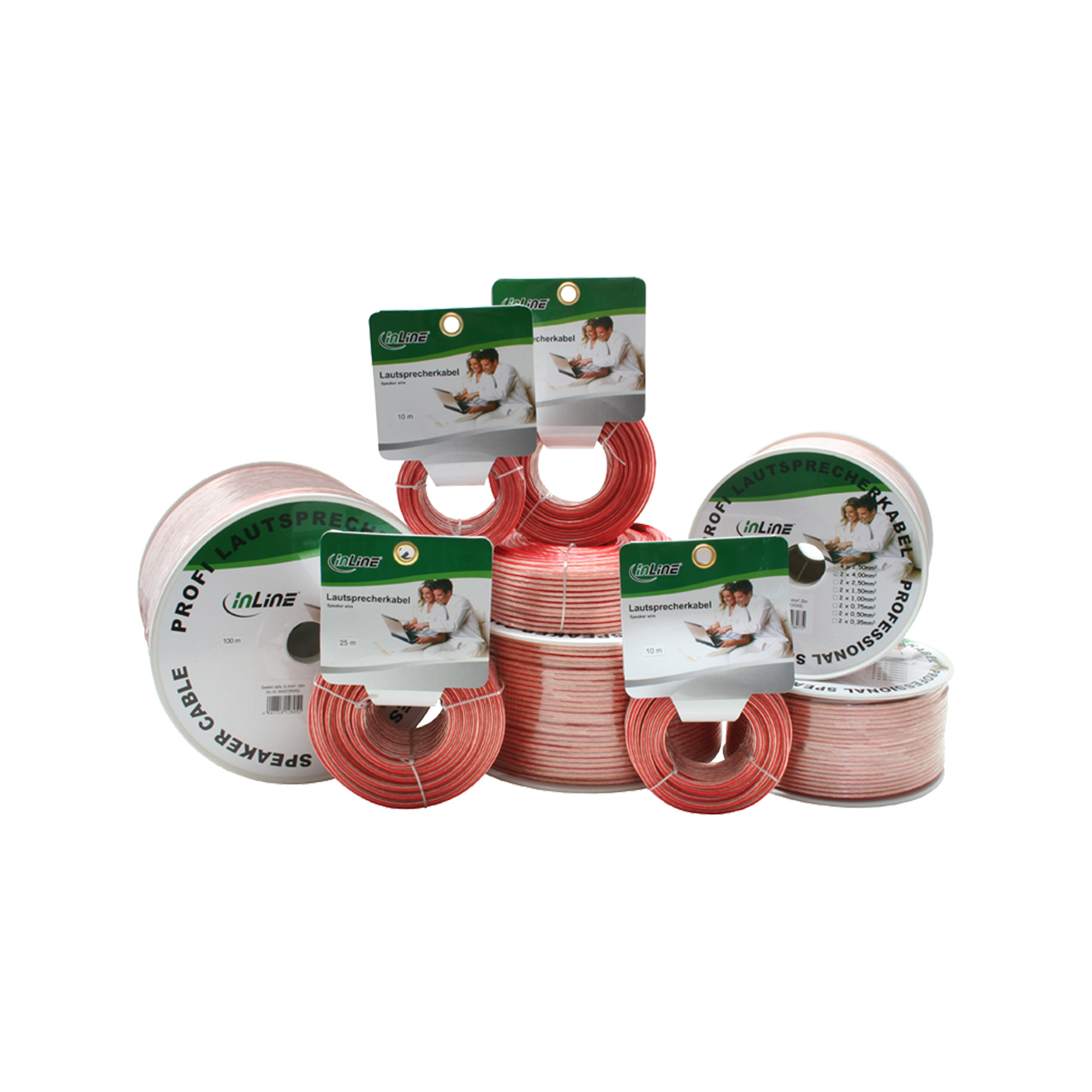 InLine Lautsprecherkabel - 2x 25mm² - CCA - transparent - 100m