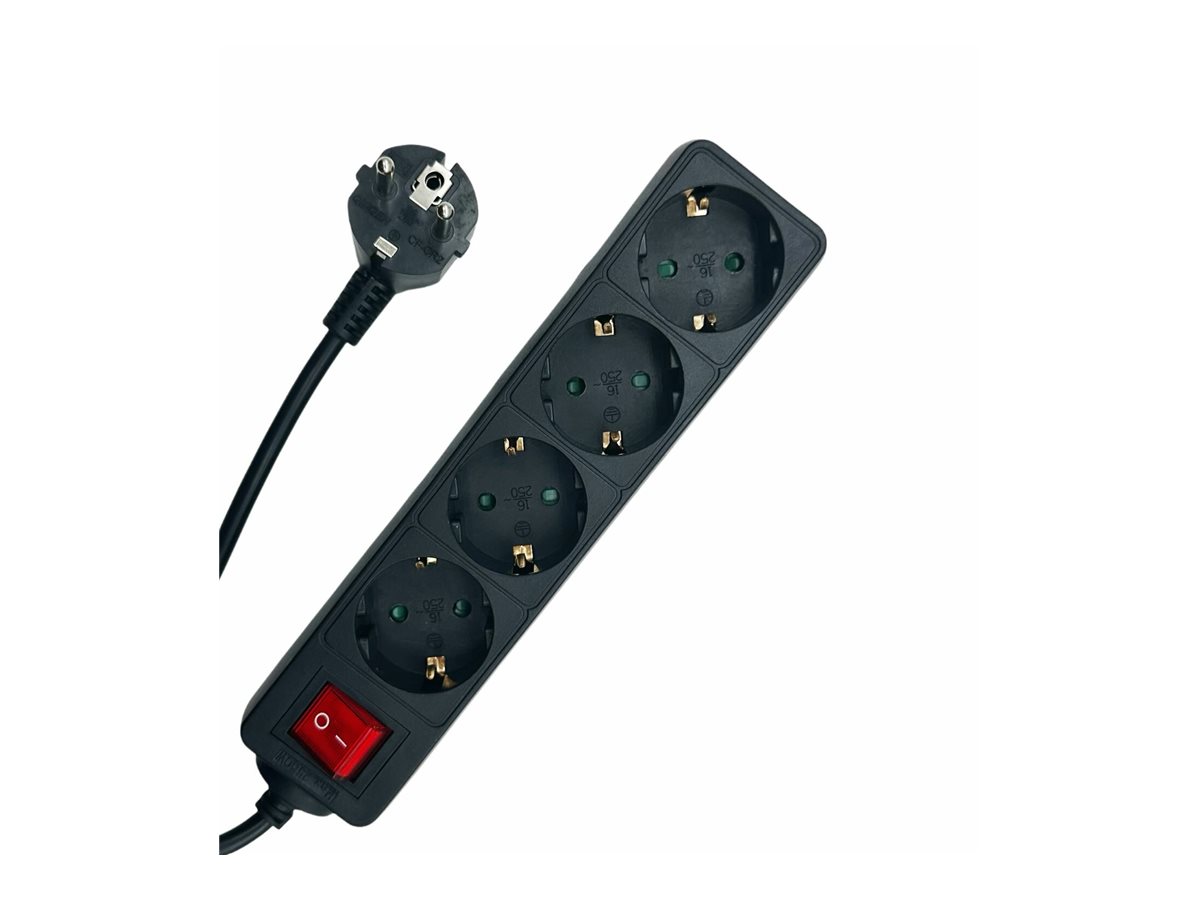 MicroConnect 4-way Schuko Socket on/off switch Black - Steckdosenleiste, Ansicht 3