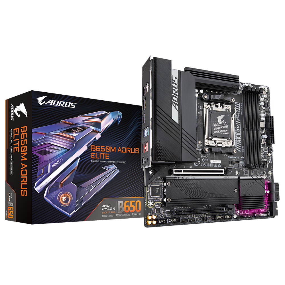 Gigabyte AORUS B650M ELITE - 1.0 - Motherboard - micro ATX - Socket AM5 - AMD B650 Chipsatz - USB 3.2 Gen 2…, Ansicht 2
