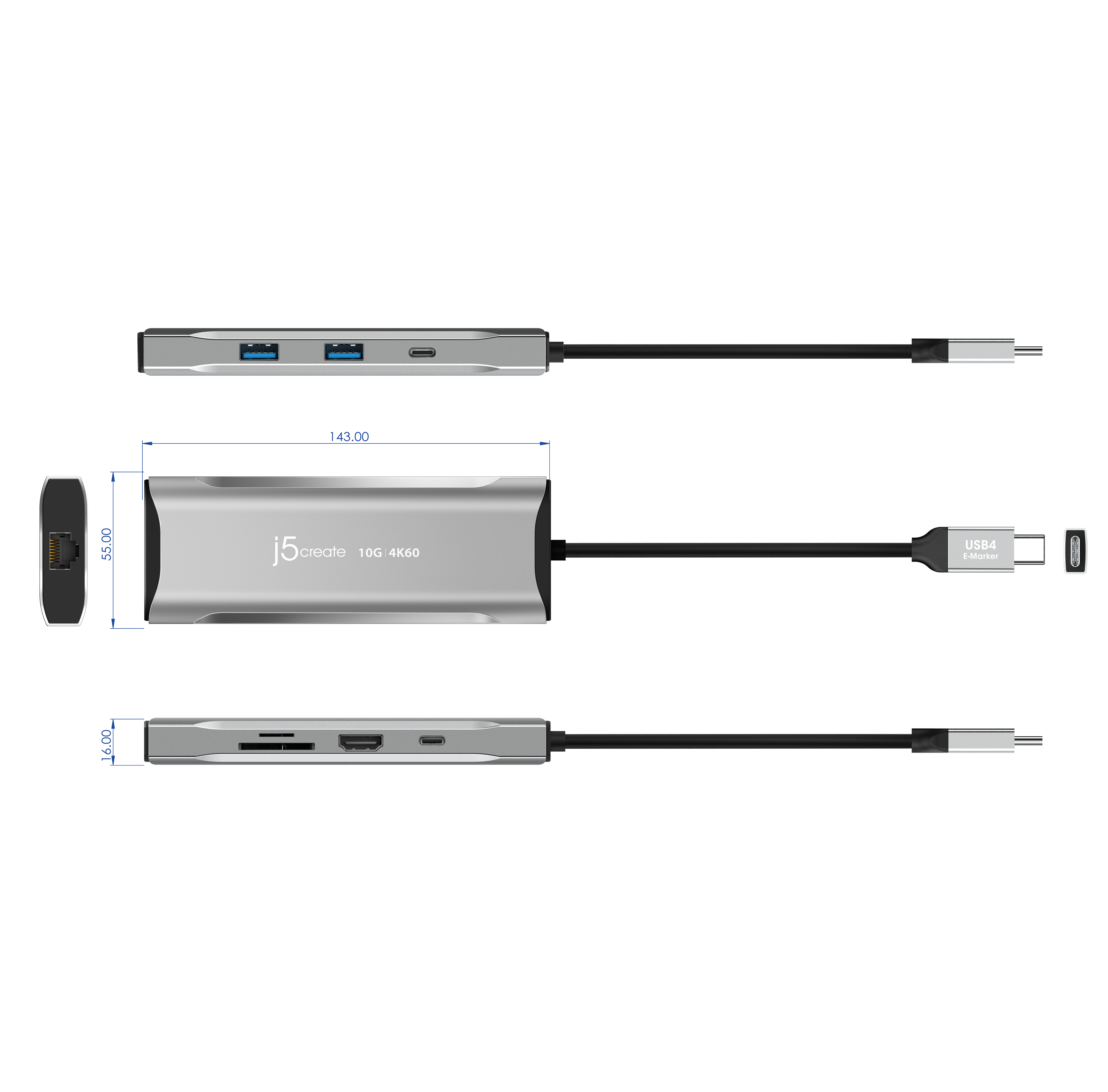 j5create JCD393-N - Mini-Dock - USB-C / USB4 / Thunderbolt 3 / Thunderbolt 4, Ansicht 2
