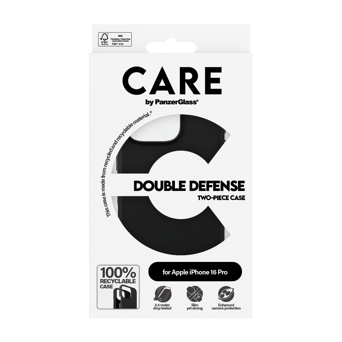 PanzerGlass CARE by PanzerGlass Double Defense - Hintere Abdeckung für Apple iPhone 16 Pro, Ansicht 4
