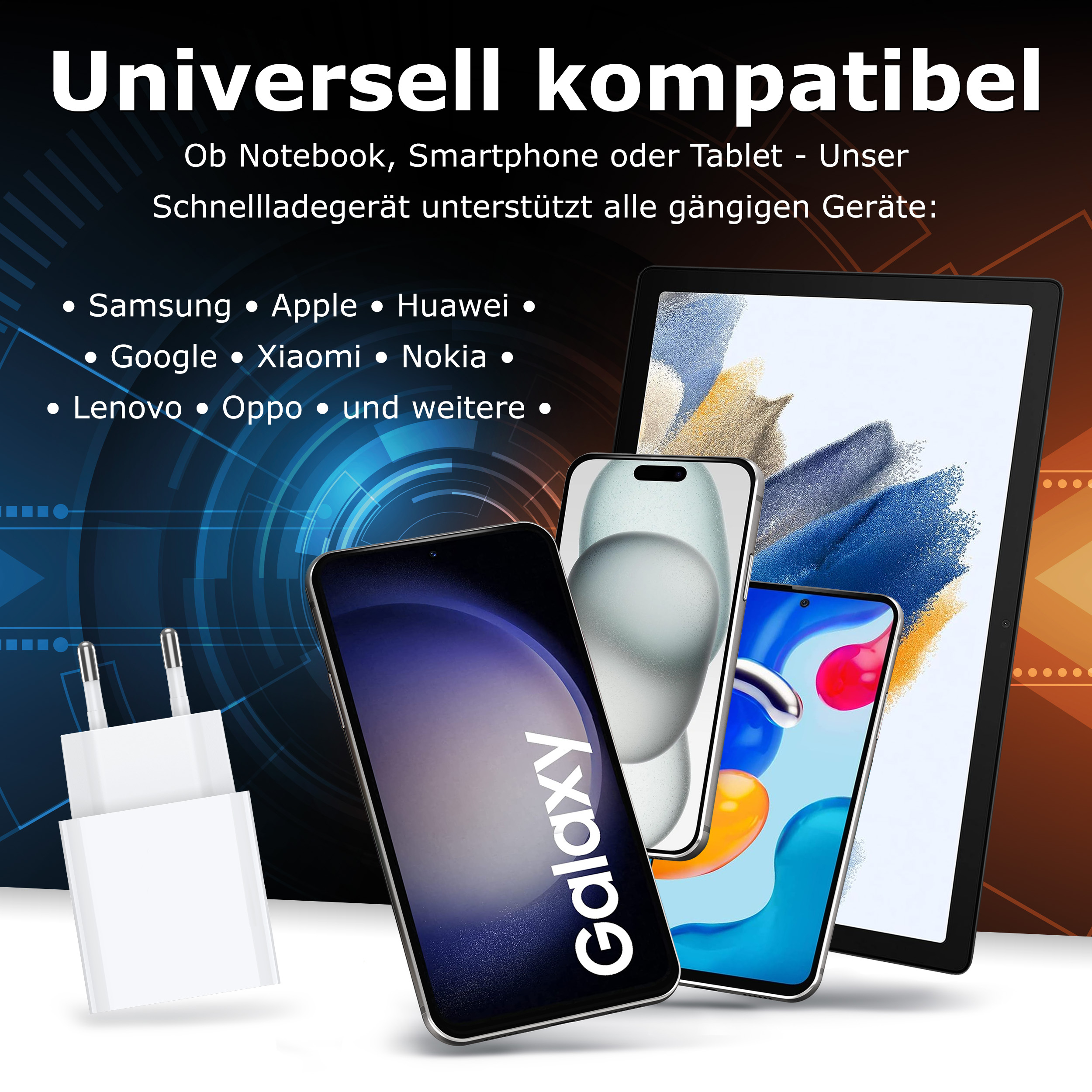 PEDEA Mini SchnelladegeraetDual 1xC 1xA weiß, Ansicht 3