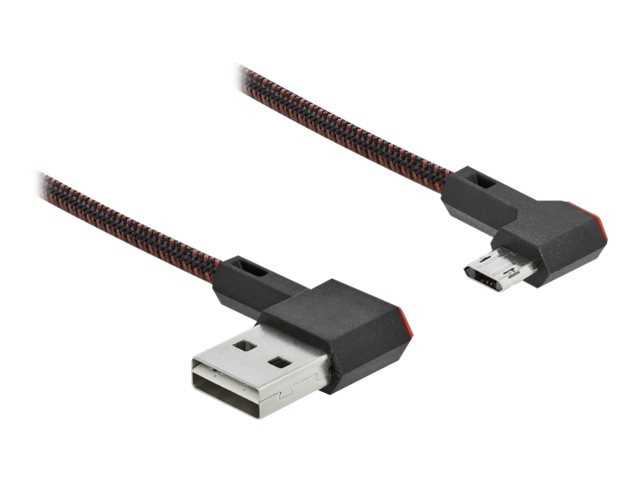 Delock Easy - USB-Kabel - USB (M) links/rechts abgewinkelt, umkehrbar zu Micro-USB Typ B (M)