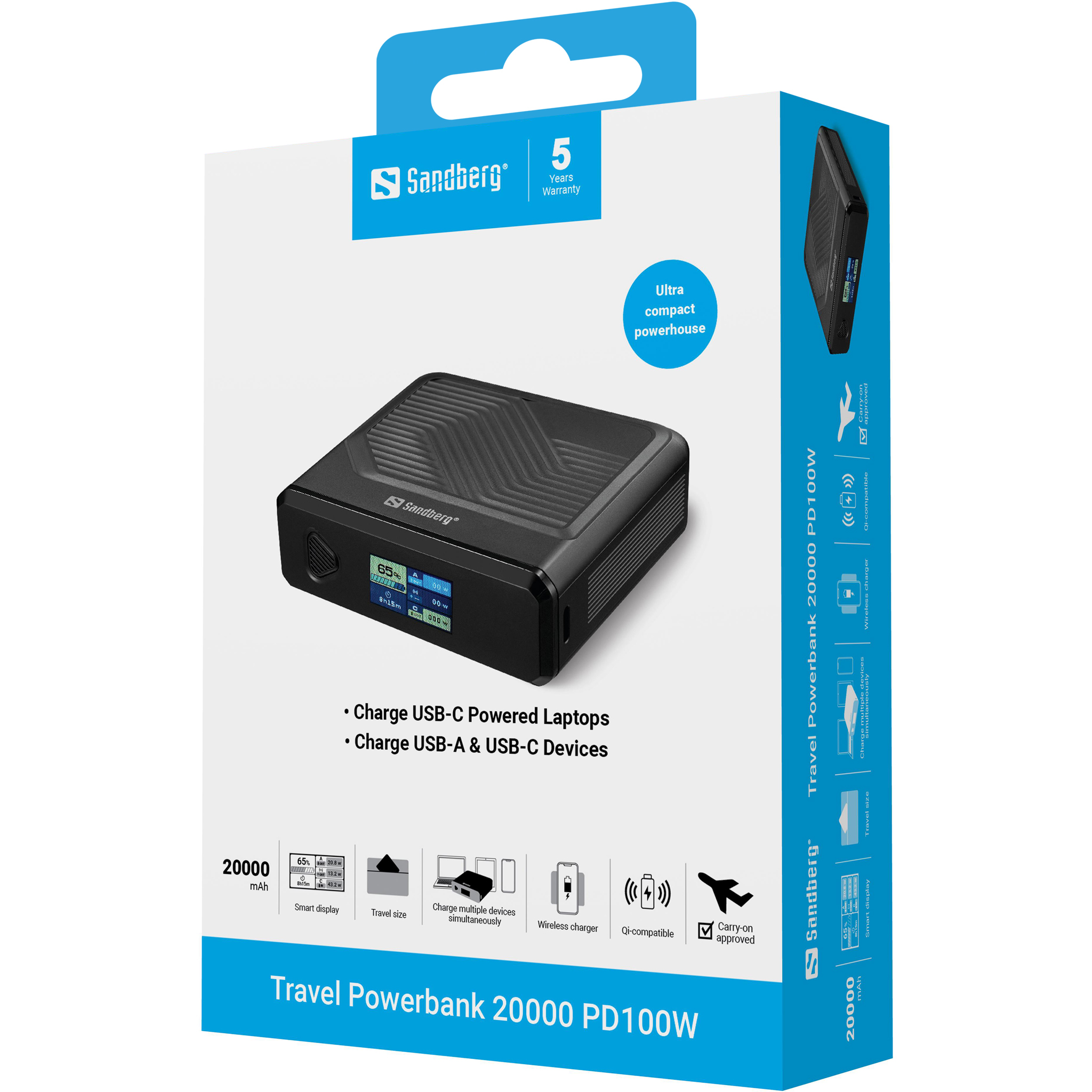 SANDBERG Travel - Induktive Power Bank - 5 / 9 / 12 / 15 / 20 V, Ansicht 2