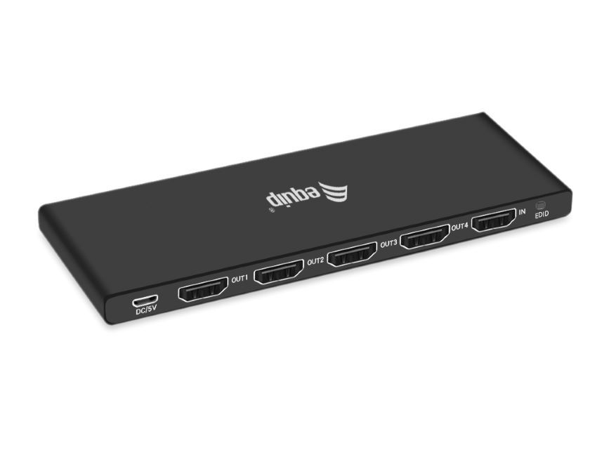 Equip Ultra-Slim 4-Port HDMI 2.0 Splitter - HDMI - 4x HDMI - 3840 x 2160 Pixel - Schwarz - Aluminium - 4K Ultra HD, Ansicht 3