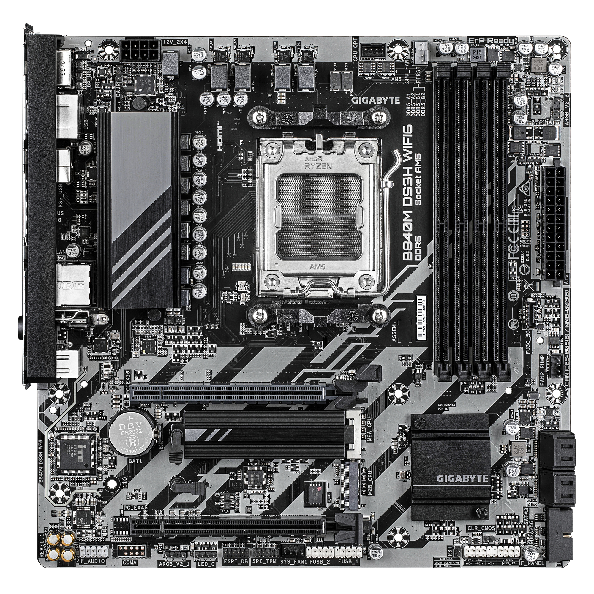 Gigabyte B840M DS3H WiFi6 B840 AM5 mATX DDR5 - Mainboard - AMD Sockel AM5 (Ryzen Zen4), Ansicht 2