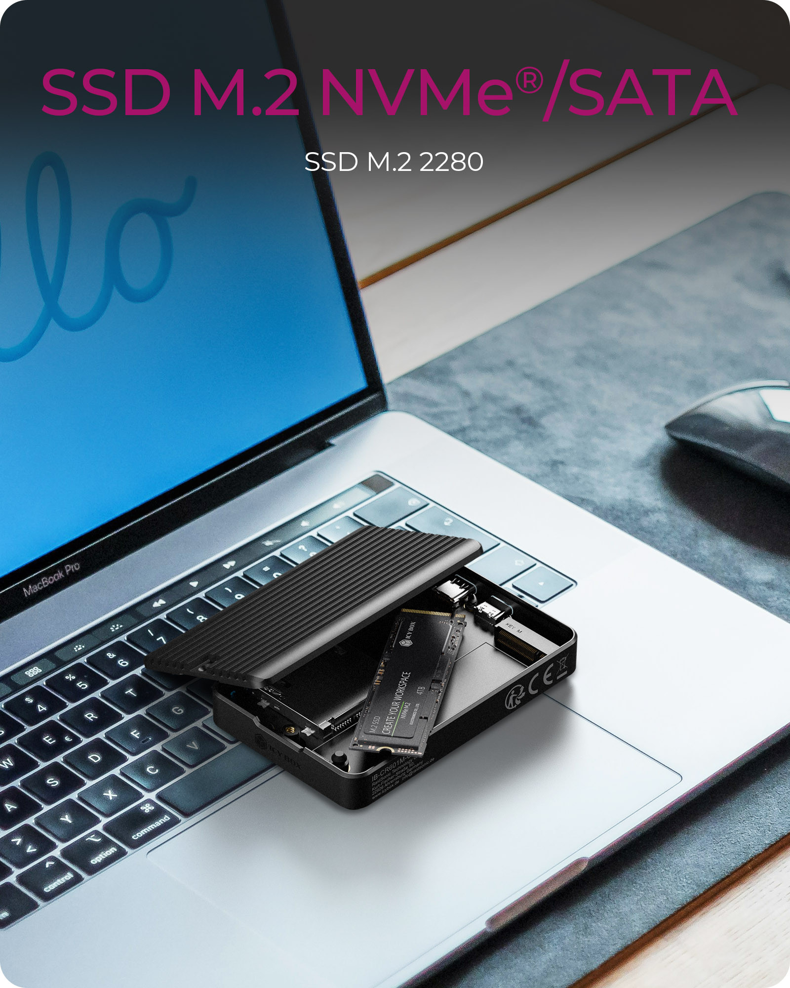 ICY BOX IB-CR601M-C31 - Speichergehäuse - M.2 - SATA 6Gb/s / PCIe 3.0 x2 (NVMe), Ansicht 3