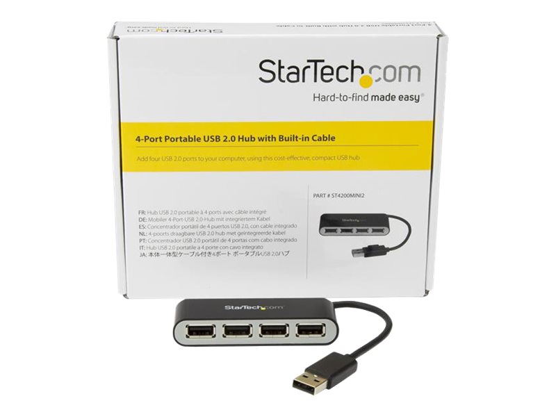 StarTech.com Mobiler 4-Port-USB 2.0-Hub mit integriertem Kabel, Ansicht 3