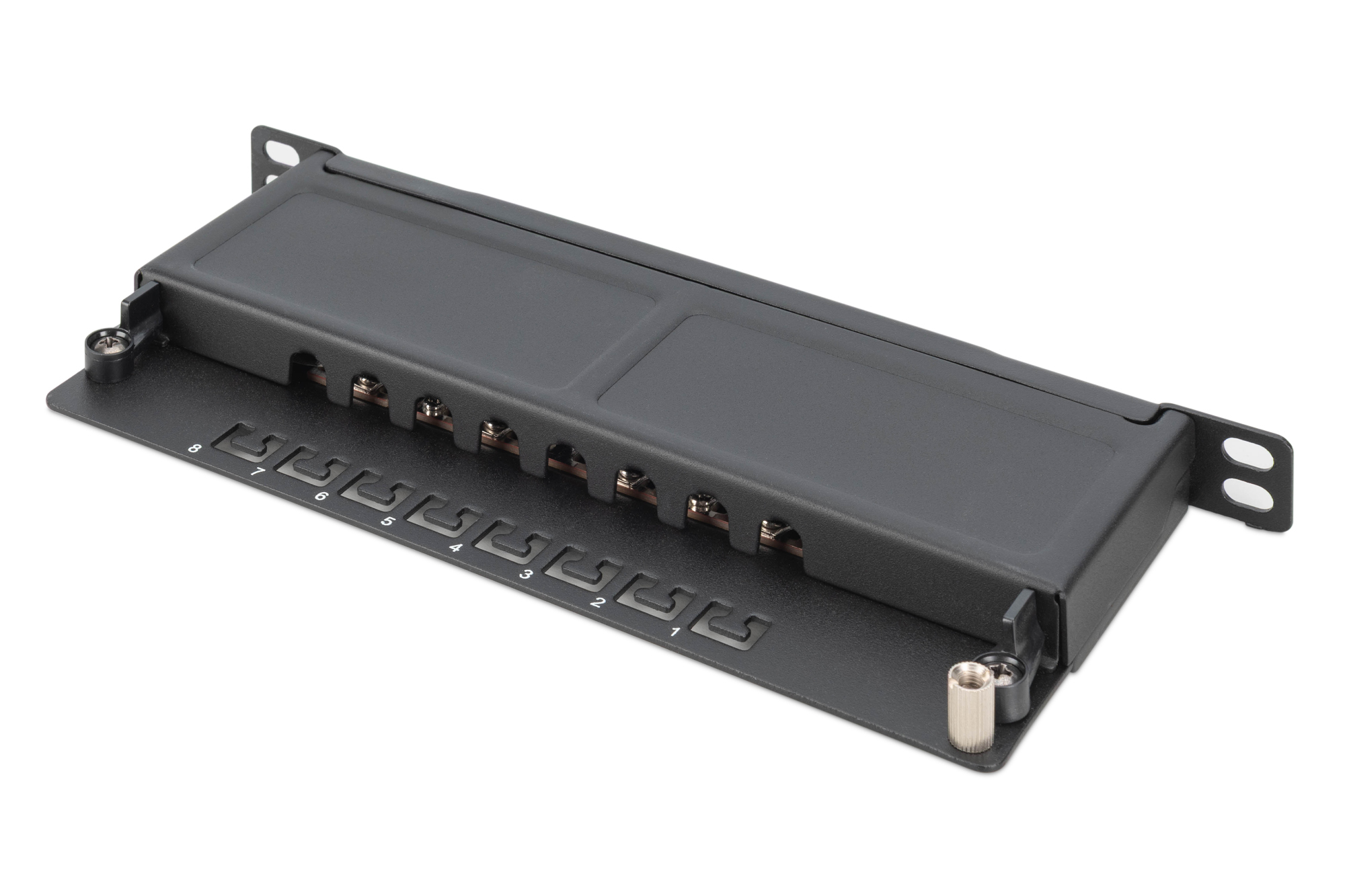 DIGITUS Cat.6A Slim Patch Panel, geschirmt, 8-Port, 0,5 HE, 10, schwarz, Ansicht 2