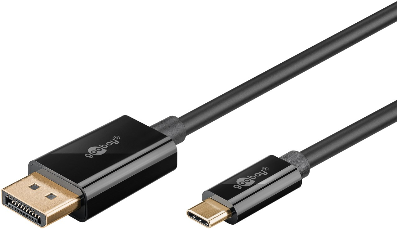 Goobay USB-C -auf-DisplayPort -Kabel 4K a 60 Hz 3 m schwarz - -Stecker> - Kabel - Digital/Daten, Ansicht 2