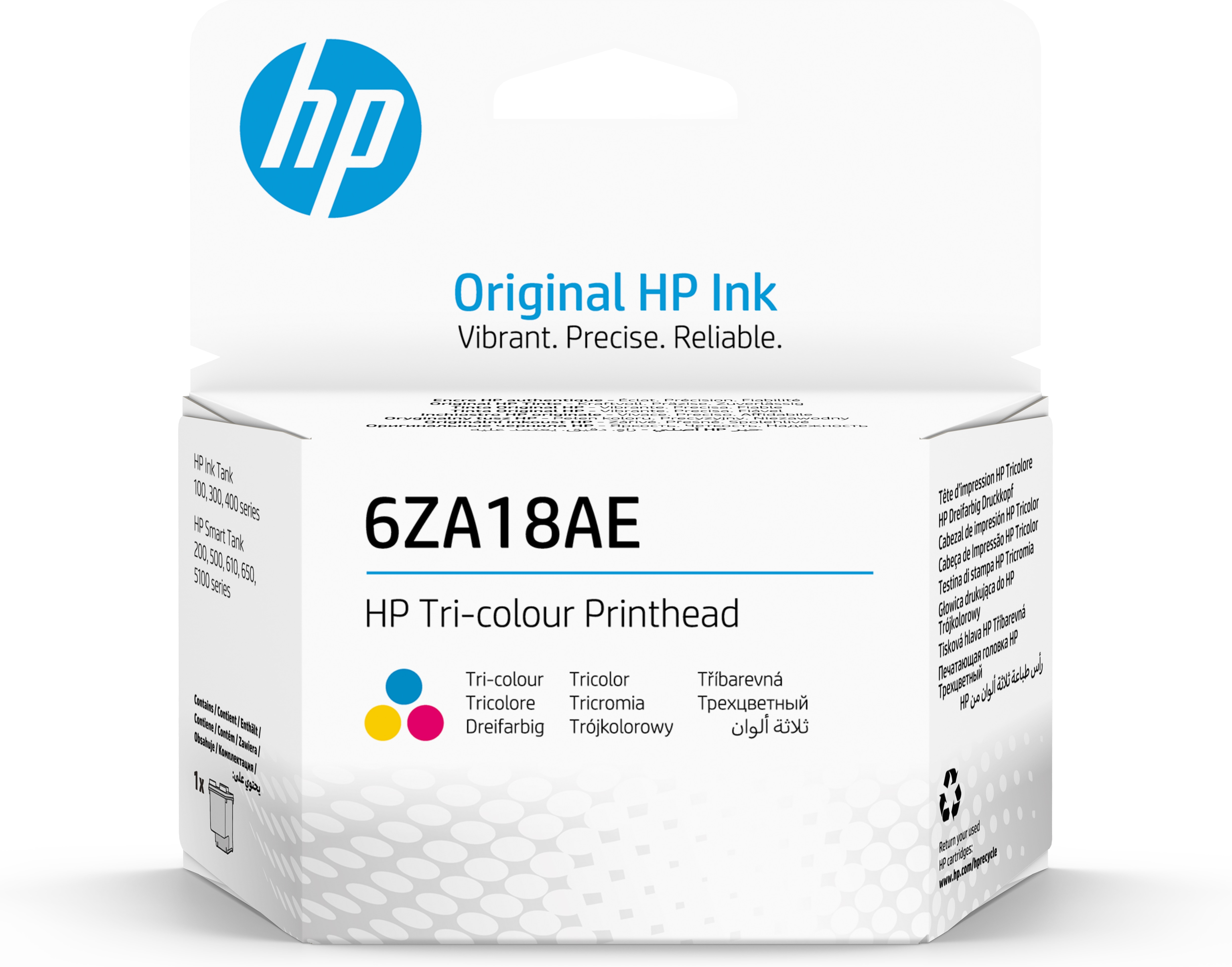 HP 6ZA18AE, HP GT Druckköpfe funktionieren in Kombination mit: HP Smart Tank 455, 5100, 555, 559, 570, 655 HP..., Thermal Inkjet, Cyan, Magenta, Gelb, Malaysia, 113 mm, 37 mm