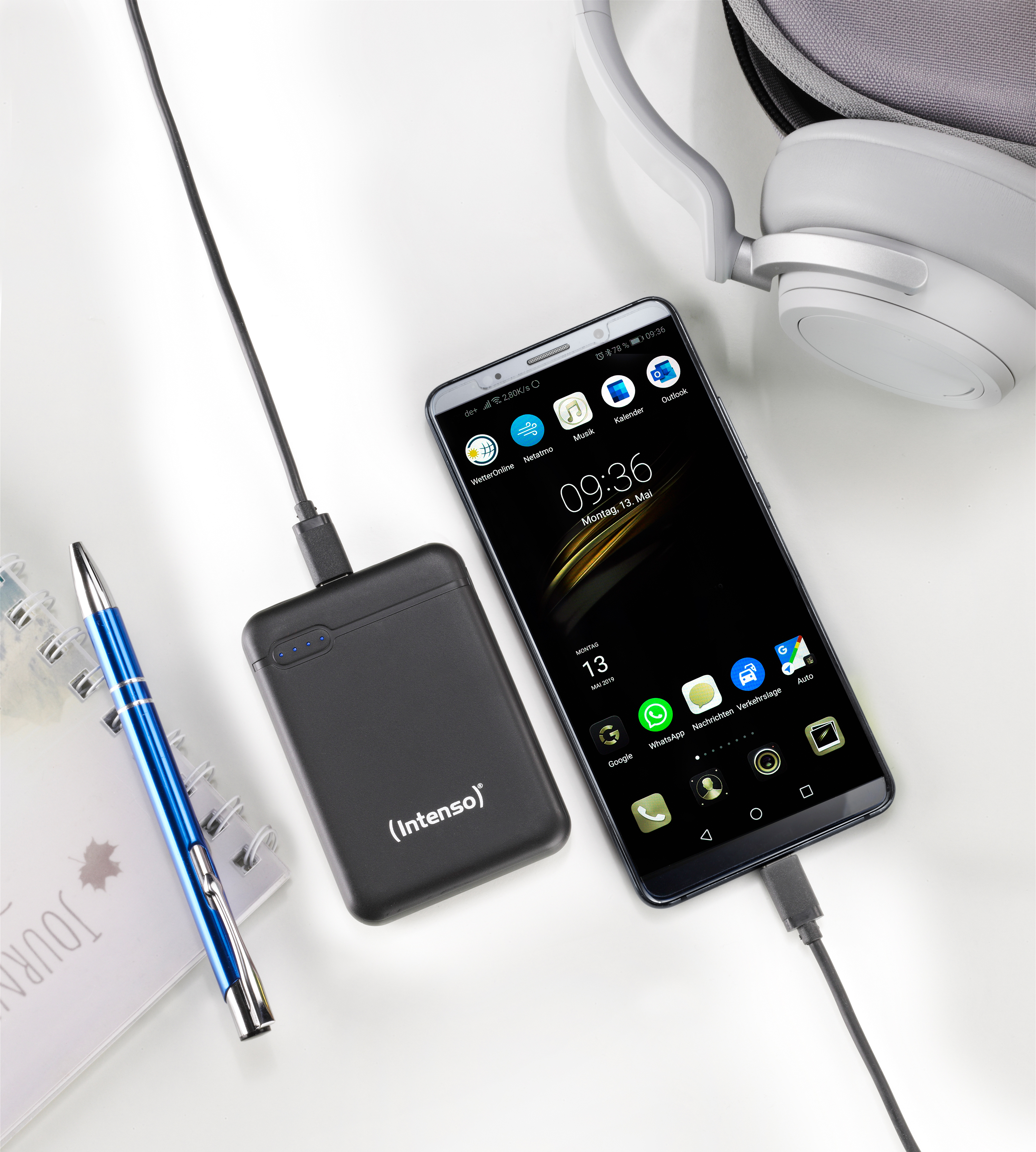 Intenso Powerbank XS5000 - Powerbank - 5000 mAh - 2.1 A - 2 Ausgabeanschlussstellen (USB, USB-C) - Schwarz, Ansicht 4