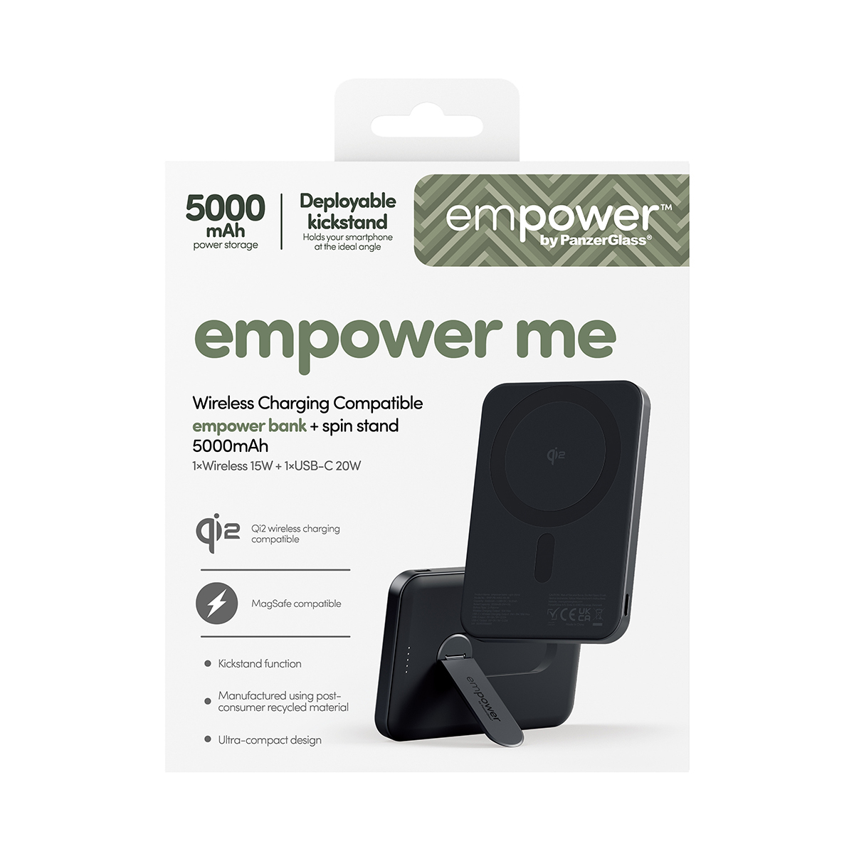 PanzerGlass empower Powerbank w. Spin Stand 5000mAh Space Black, Ansicht 3