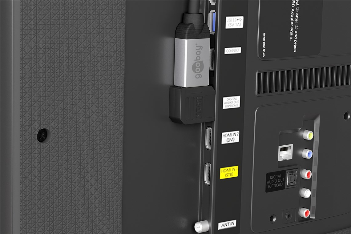 Goobay HDMI -Winkeladapter 90° vergoldet 8Ka60HZ - -Buchse Typ A> -Stecker, Ansicht 2