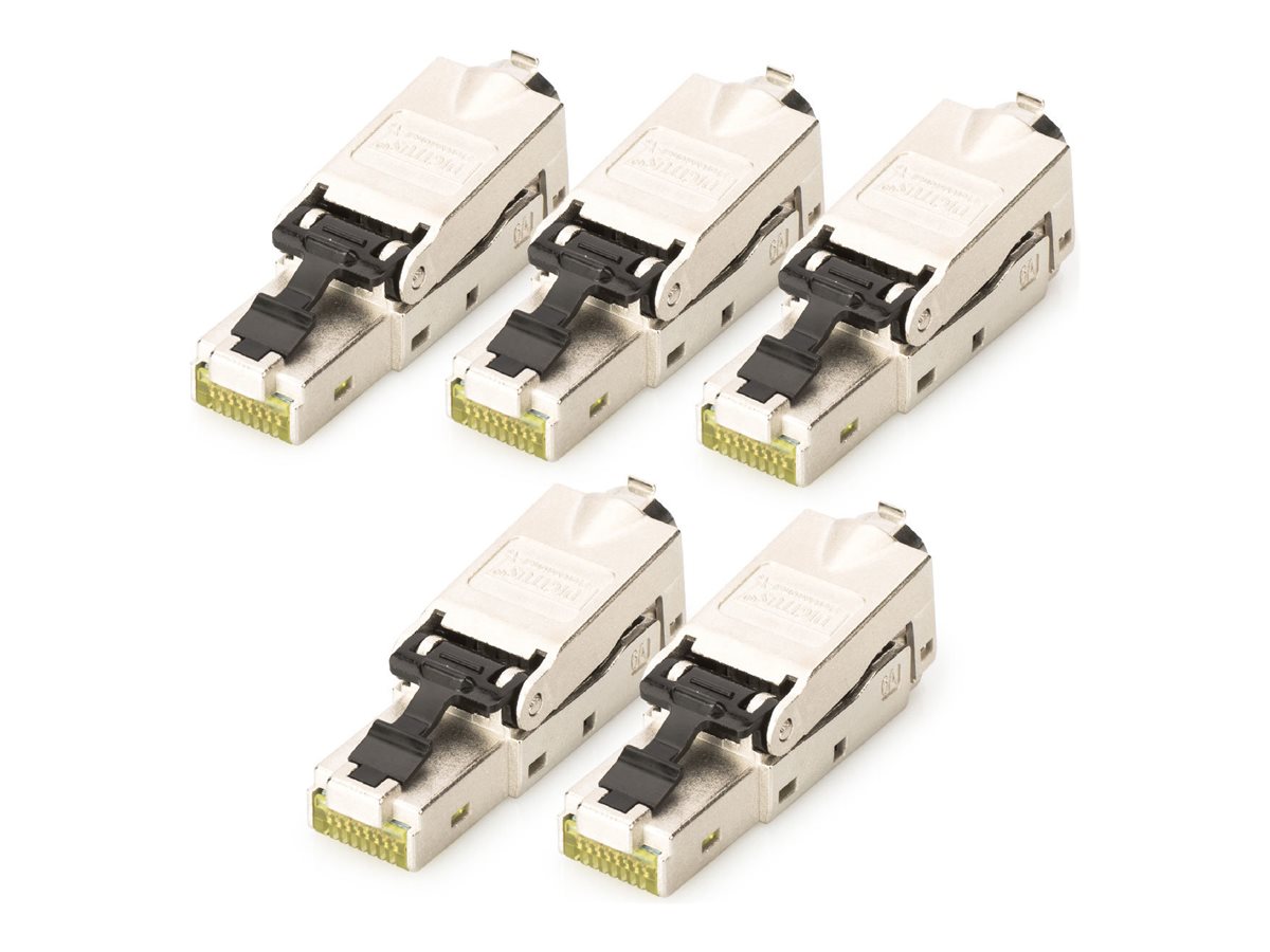 DIGITUS CAT 6A Feldstecker, STP mit Staubschutzkappe, Knickschutz - 5 Stk.