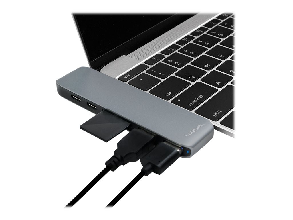 Logilink Dual USB-C Multifunktion HUB, Aluminium grau (UA0302)