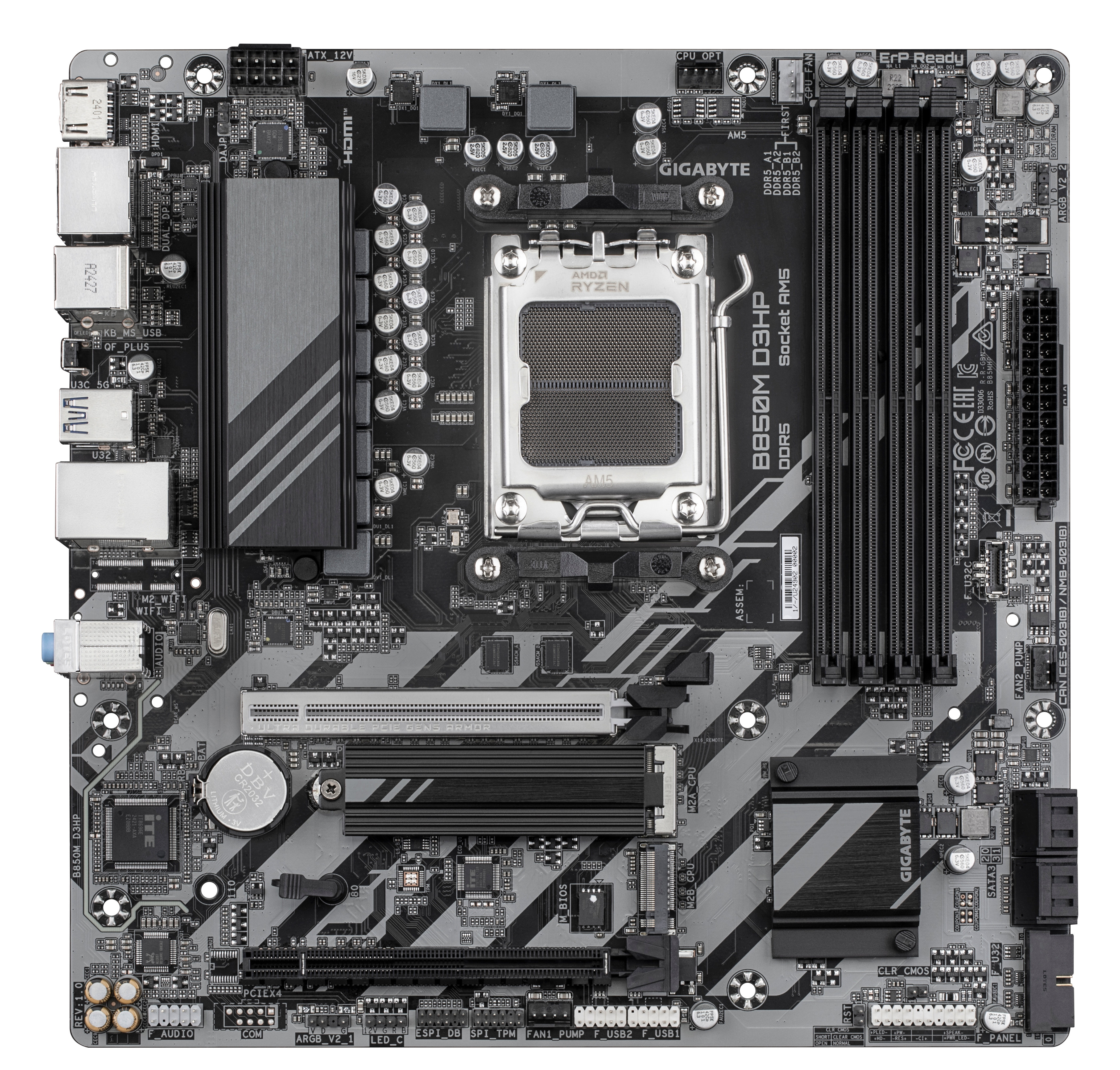 Gigabyte GIGA B850M D3HP AM5/DDR5/µATX - Mainboard - AMD Sockel AM5 (Ryzen Zen4), Ansicht 2