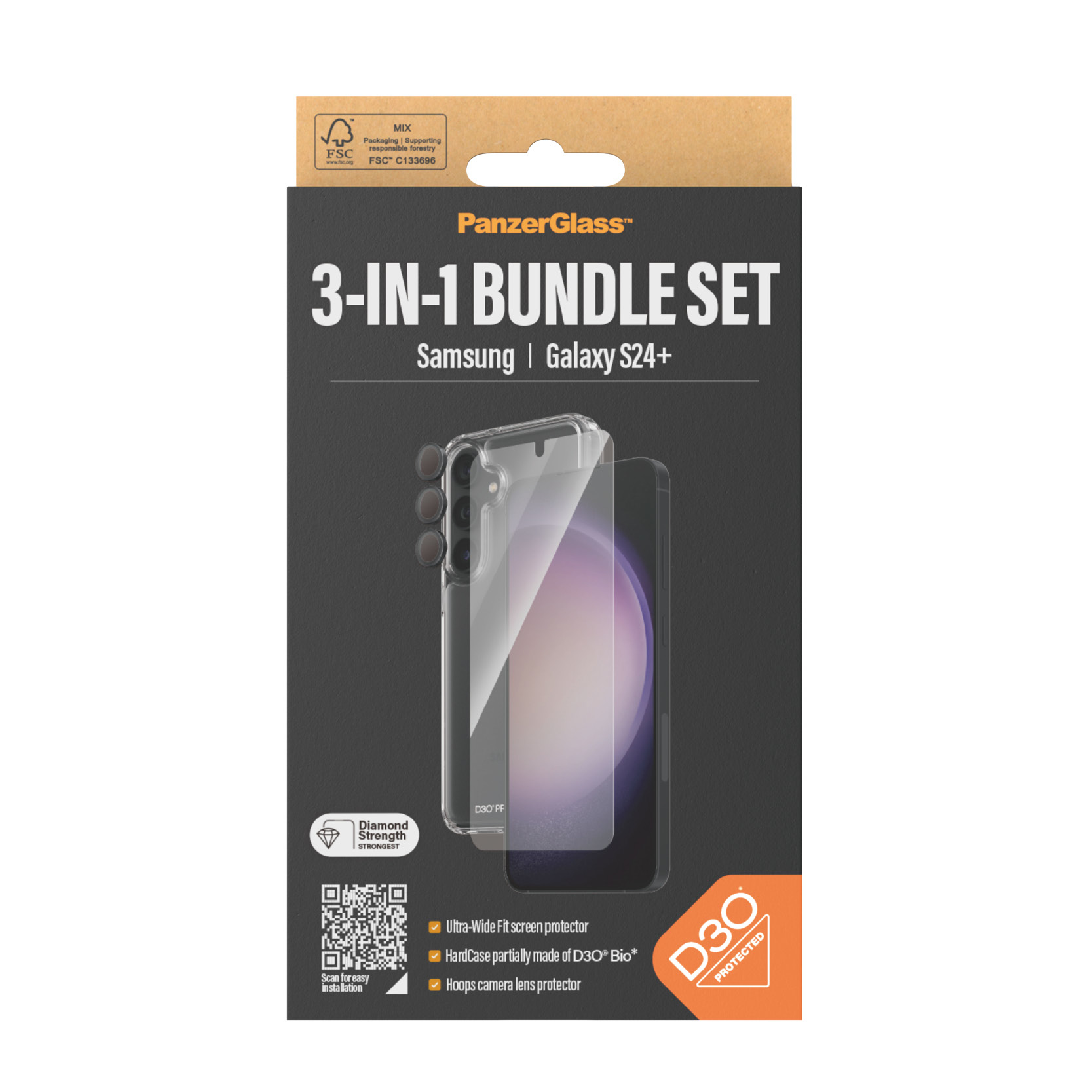 PanzerGlass 3-in-1 Schutzpacket - hintere Abdeckung für Mobiltelefon - Samsung Galaxy, Ansicht 3