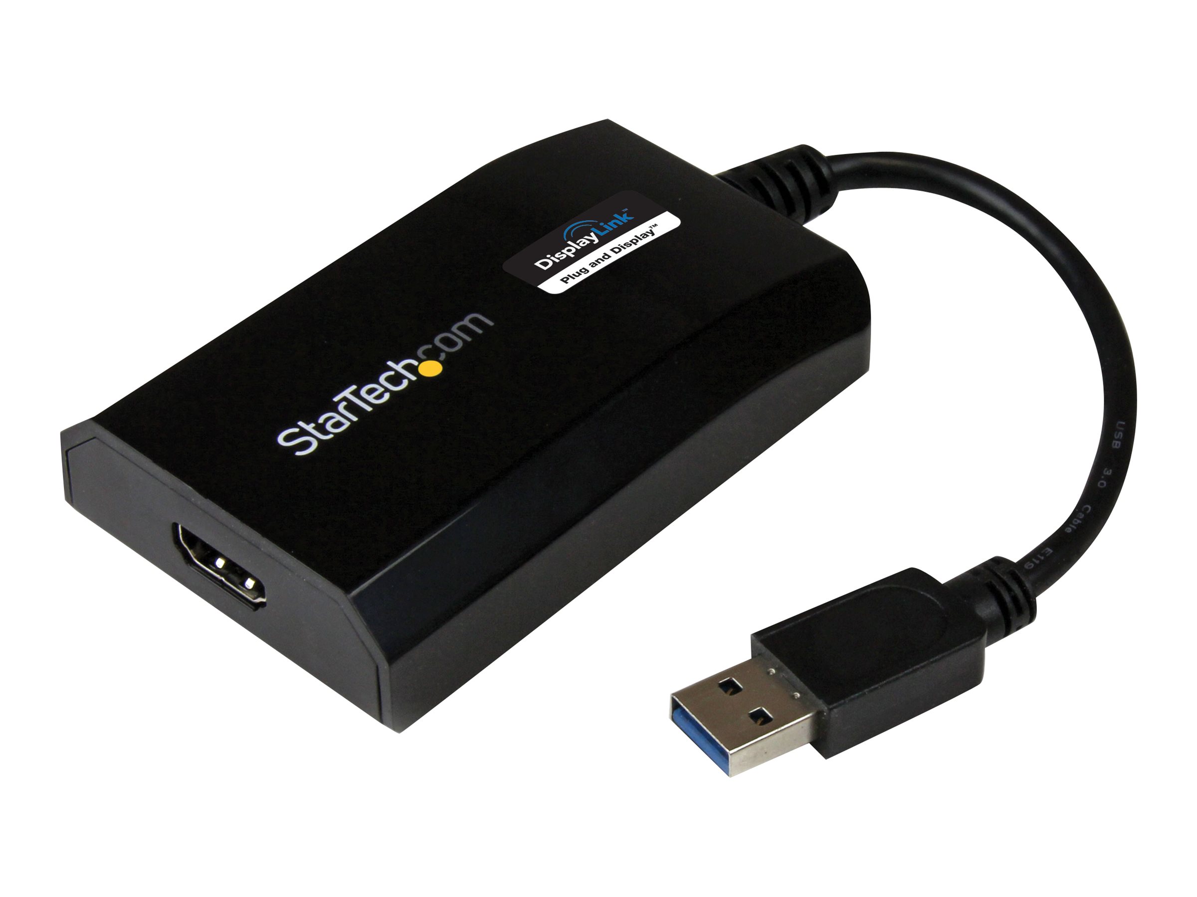 StarTech.com USB 3.0 auf HDMI Adapter / Konverter - Externe Monitor Grafikkarte für Mac und PC - DisplayLink Zertifiziert - HD 1080p - Adapterkabel - USB Typ A männlich zu HDMI weiblich - 16 cm - Schwarz - 1920 x 1200 (WUXGA)