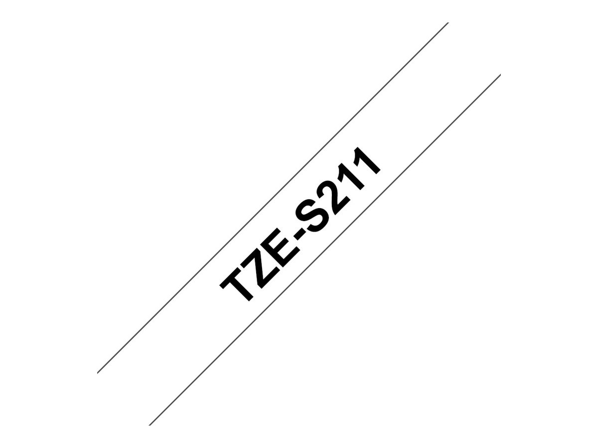 Brother TZe-S211 - Extra starker Klebstoff - Schwarz auf Weiß - Rolle (0,6 cm x 8 m), Ansicht 3