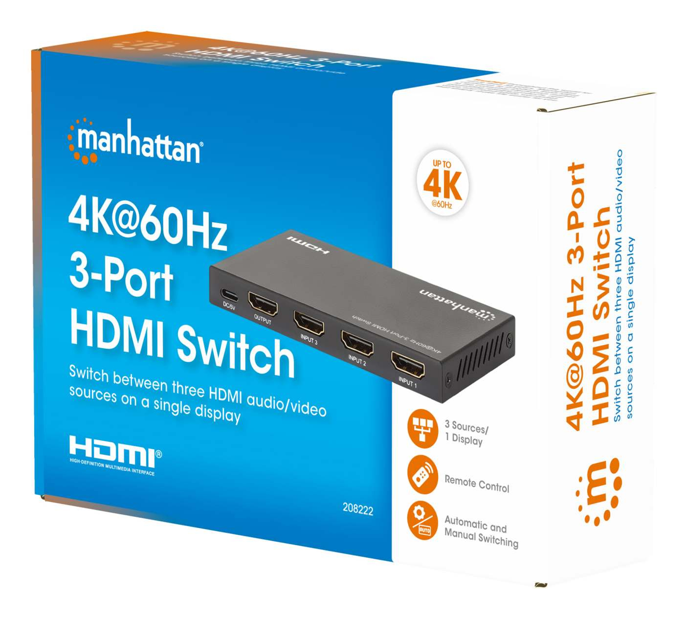 Manhattan 4K 60Hz 3-Port HDMI-Switch - 3-Port, Ansicht 4
