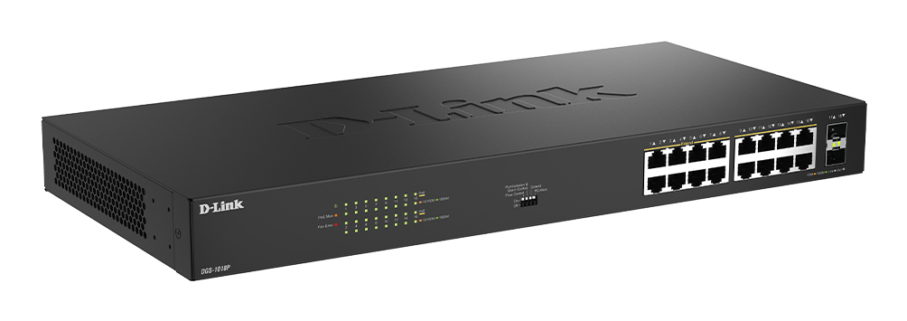 D-Link DGS 1018P - Switch - unmanaged - 16 x 10/100/1000 (PoE), Ansicht 3