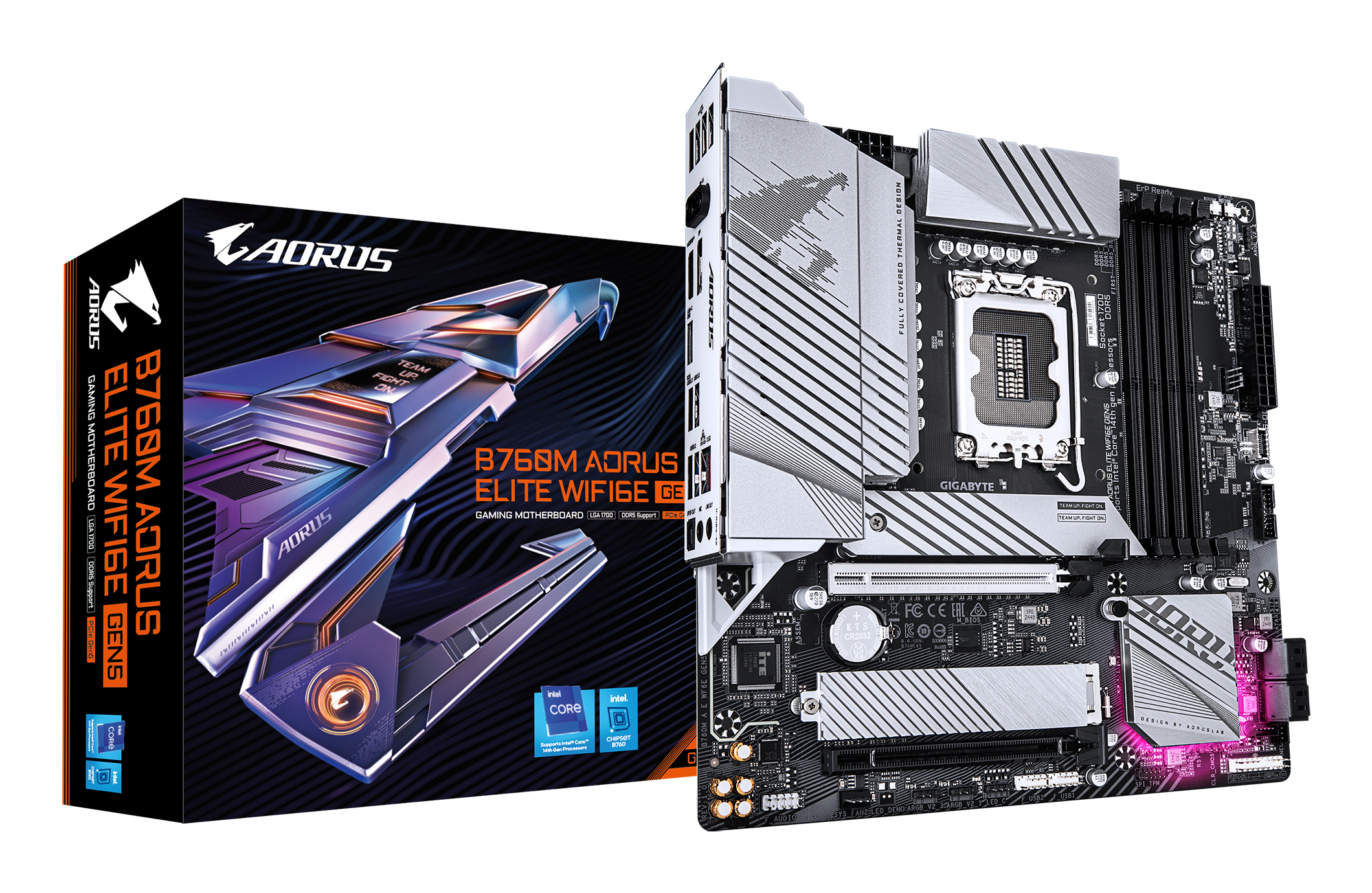 Gigabyte AORUS B760M ELITE WIFI6E GEN5 - Motherboard - micro ATX - LGA1700-Sockel - B760 Chipsatz - USB-C 3.2 Gen 2x2…, Ansicht 4