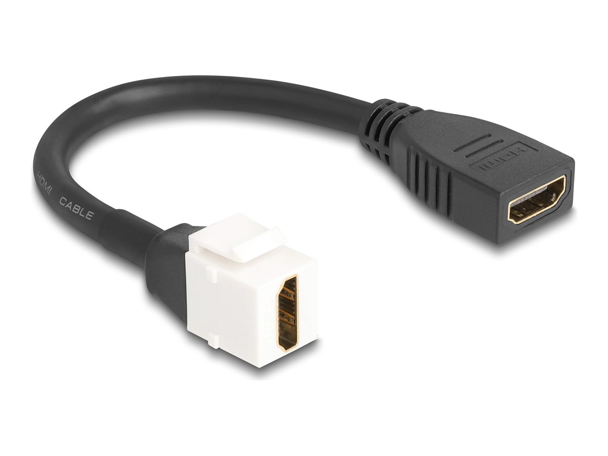 Delock HDMI-Kabel - HDMI weiblich zu HDMI weiblich Keystone - 20 cm - schwarz / weiß - 8K60Hz (7680 x 4320)