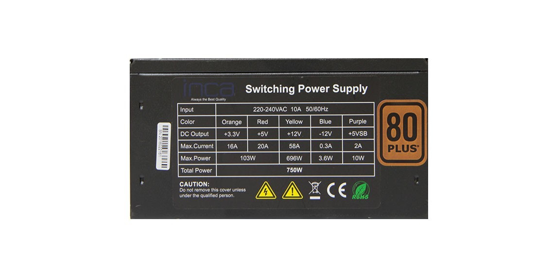 INCA Netzteil IPS-075PG 80+Gold 1x 120mm Lüfter - PC-/Server Netzteil - ATX, Ansicht 3
