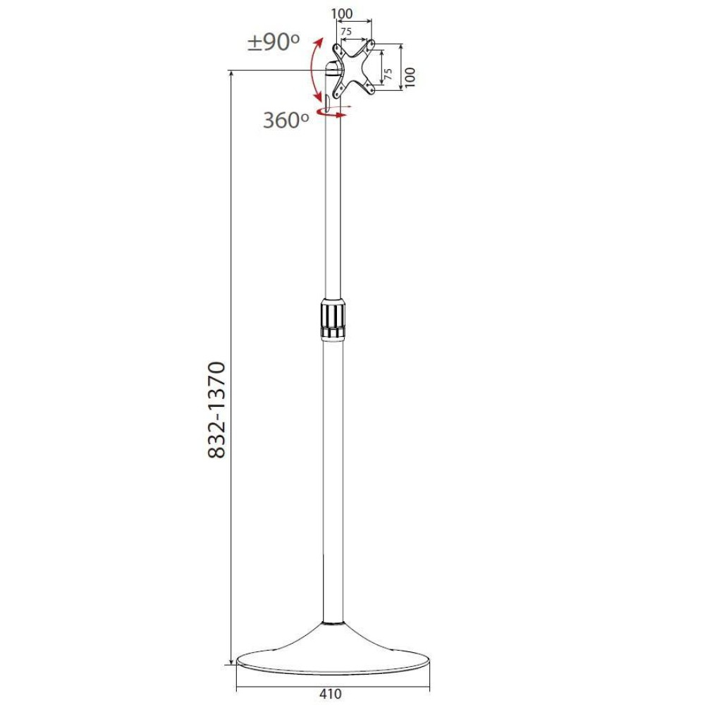 Techly Column Circular - Aufstellung - für LCD-Display - Silber - Bildschirmgröße: 33-68.6 cm (13-27), Ansicht 3