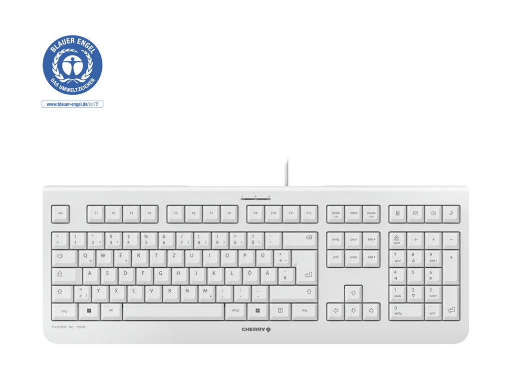 Cherry KC 1000 - Tastatur - USB - Belgien - Hellgrau