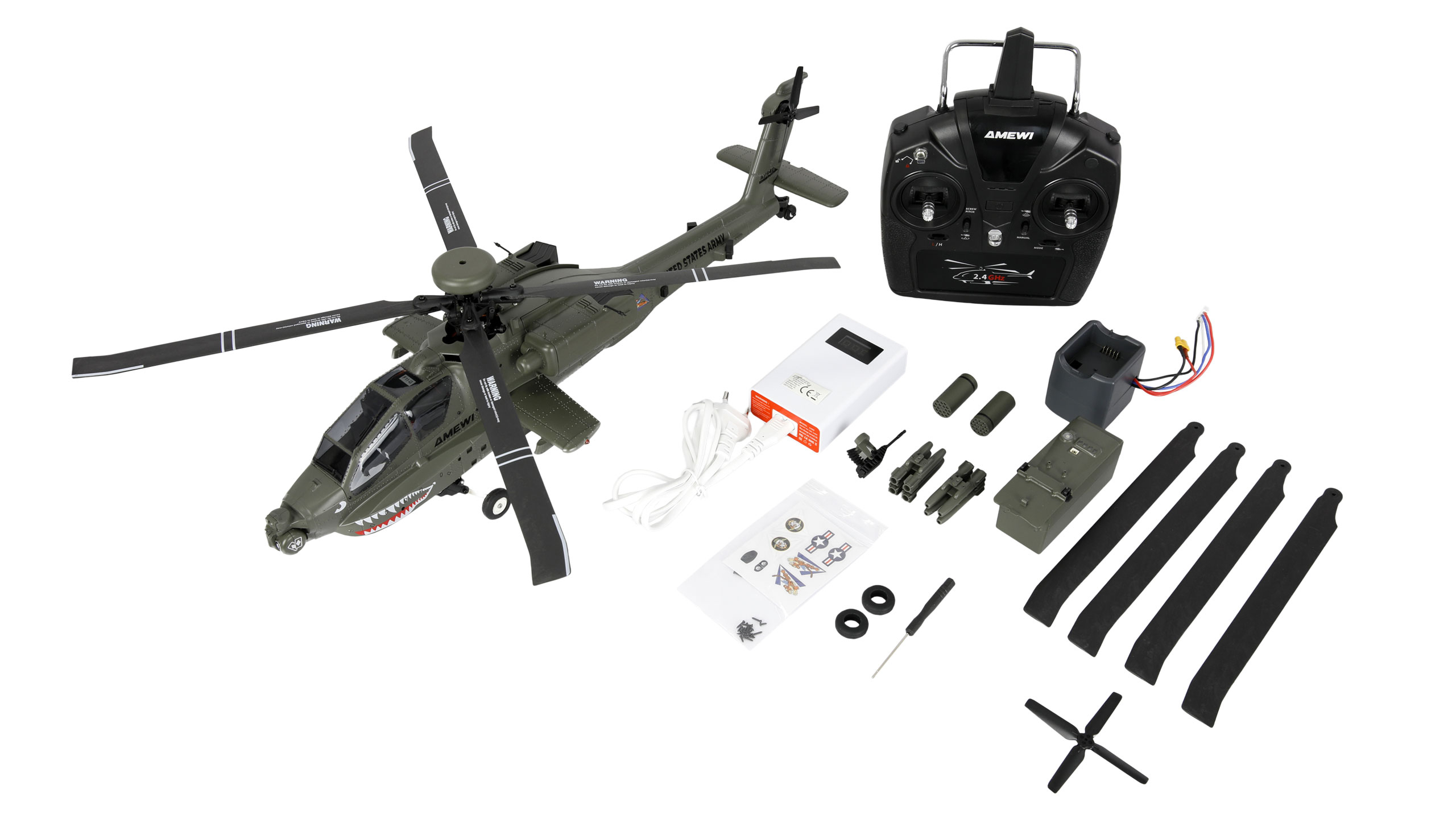 Amewi Apache AH-64D CP Helikopter 6G/3D RTF grün 16+, Ansicht 2