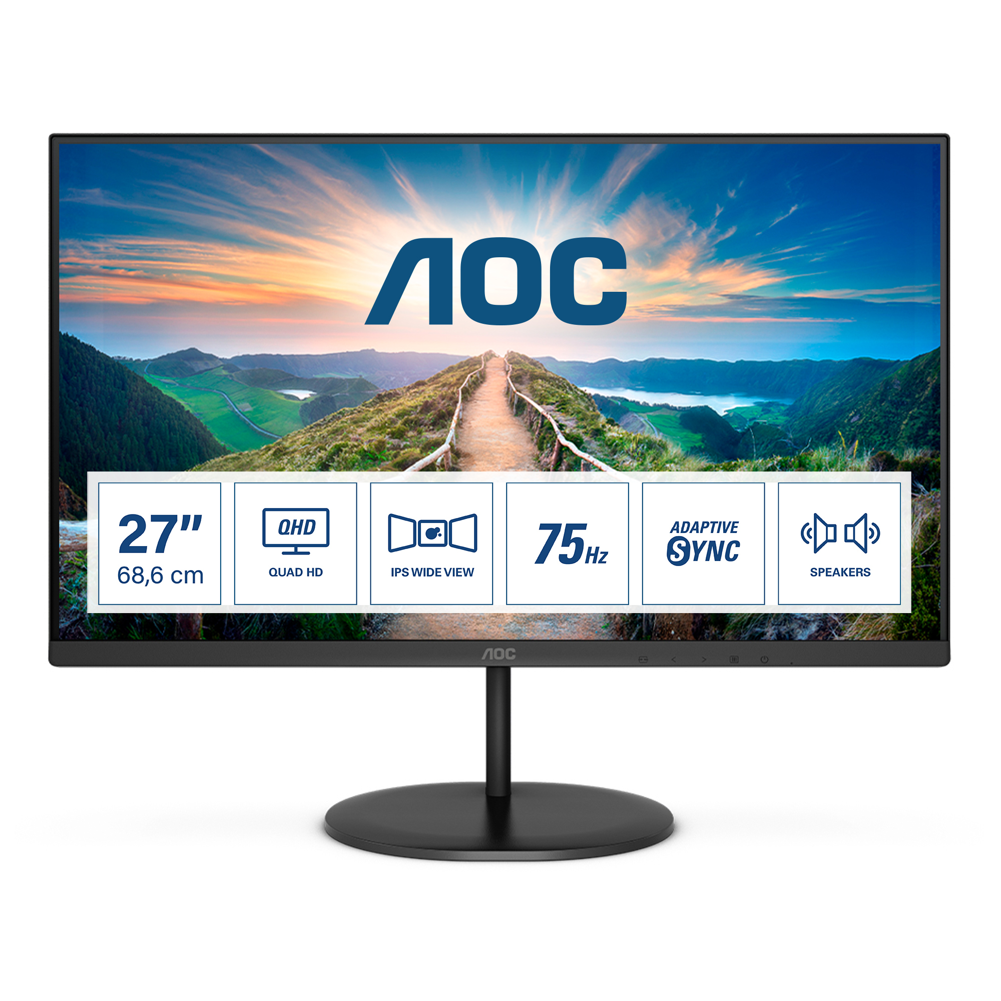 AOC V4 Q27V4EA - 68,6 cm (27 Zoll) - 2560 x 1440 Pixel - 2K Ultra HD - LED - 4 ms - Schwarz