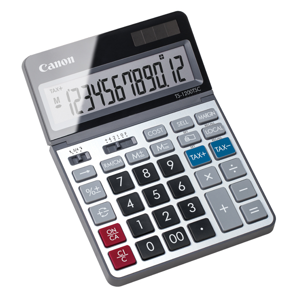 Canon TS-1200TSC - Desktop - Einfacher Taschenrechner - 12 Ziffern - Display klappbar - Akku - Metallisch, Ansicht 2