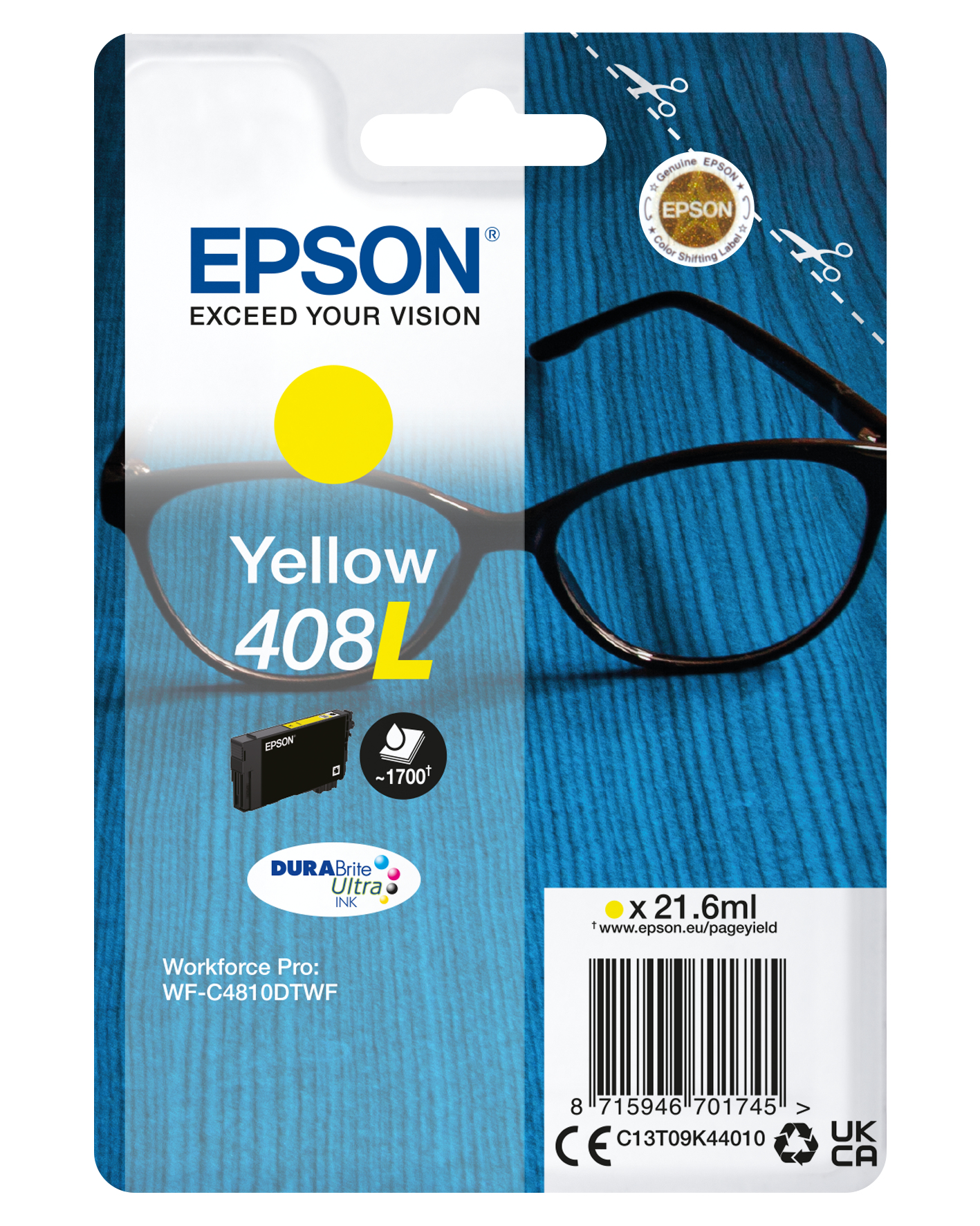 Epson Ink/Singlepack Yellow 408L DURABrite Ult