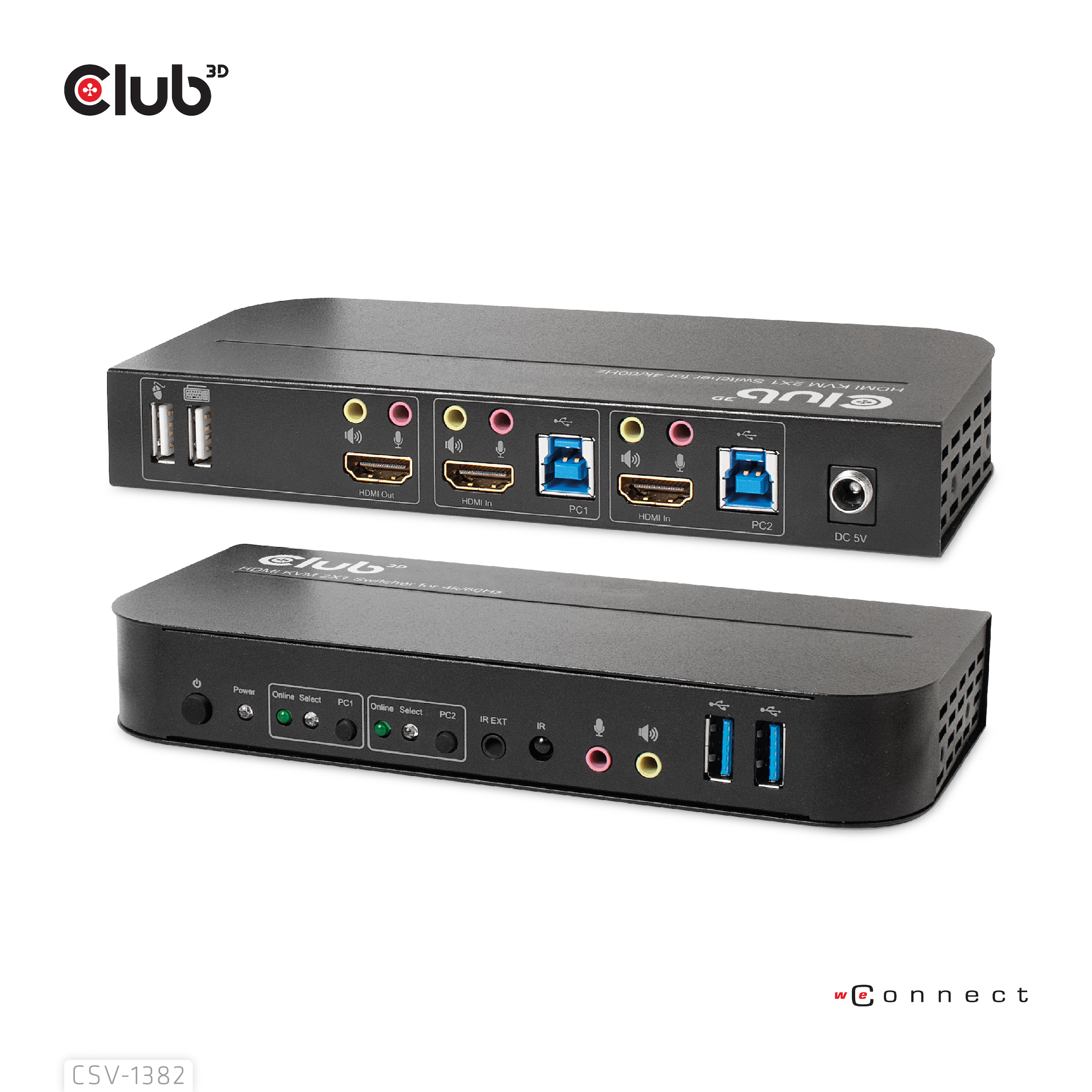 Club 3D CSV-1382 - KVM-/Audio-Switch - 2 x KVM/Audio, Ansicht 4